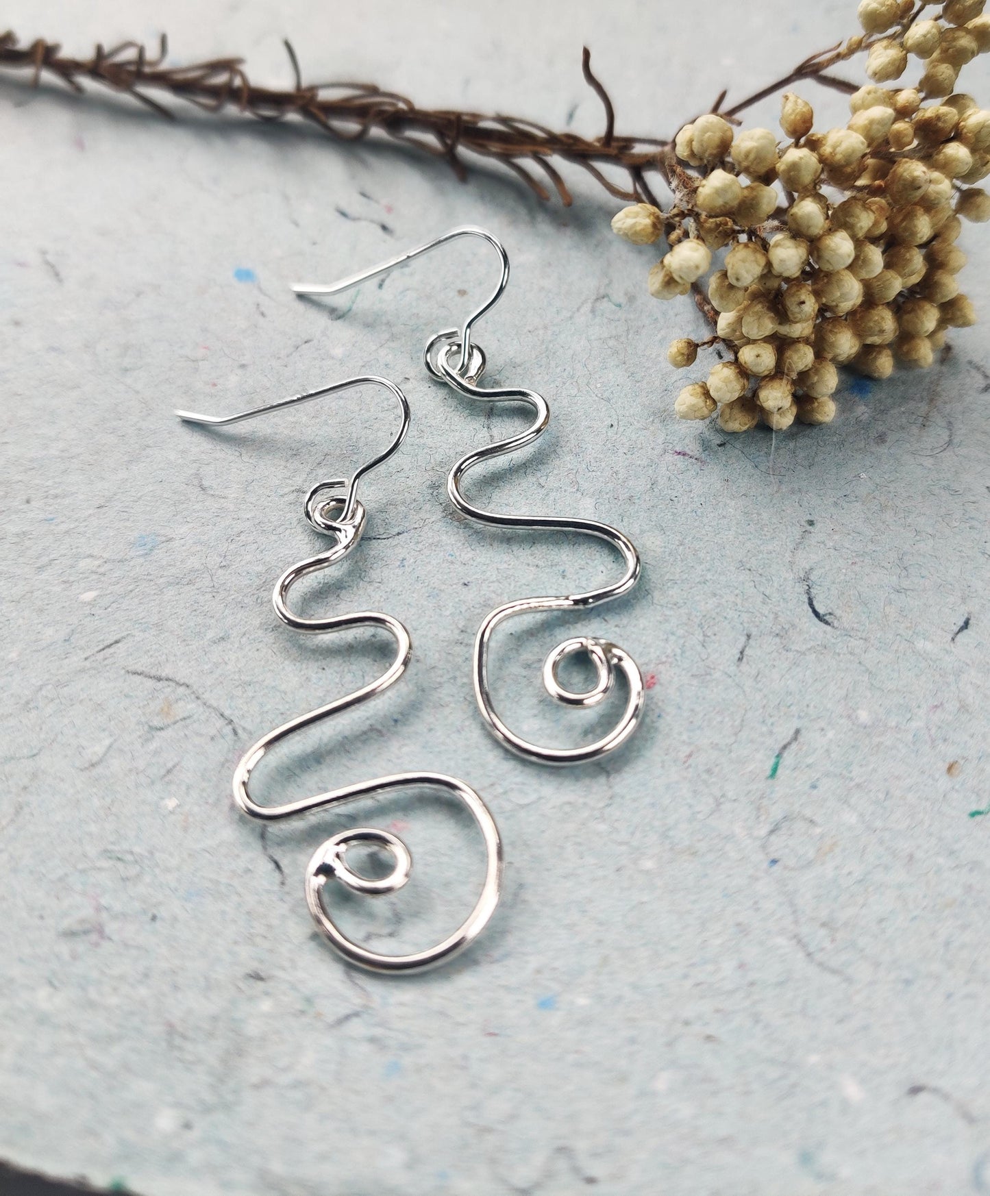 Wiggles earrings, silver earrings