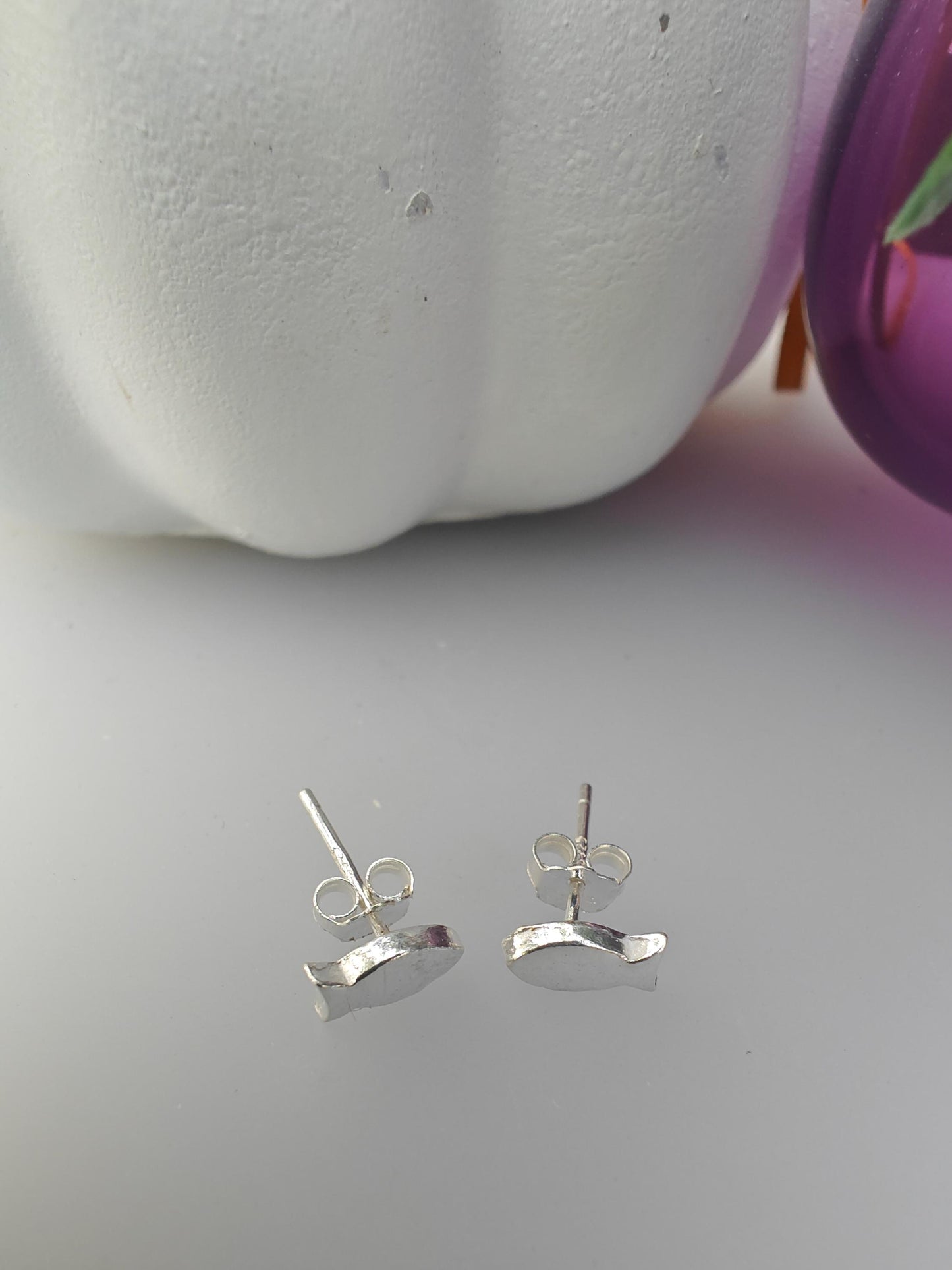 Fish silver earrings-small studs