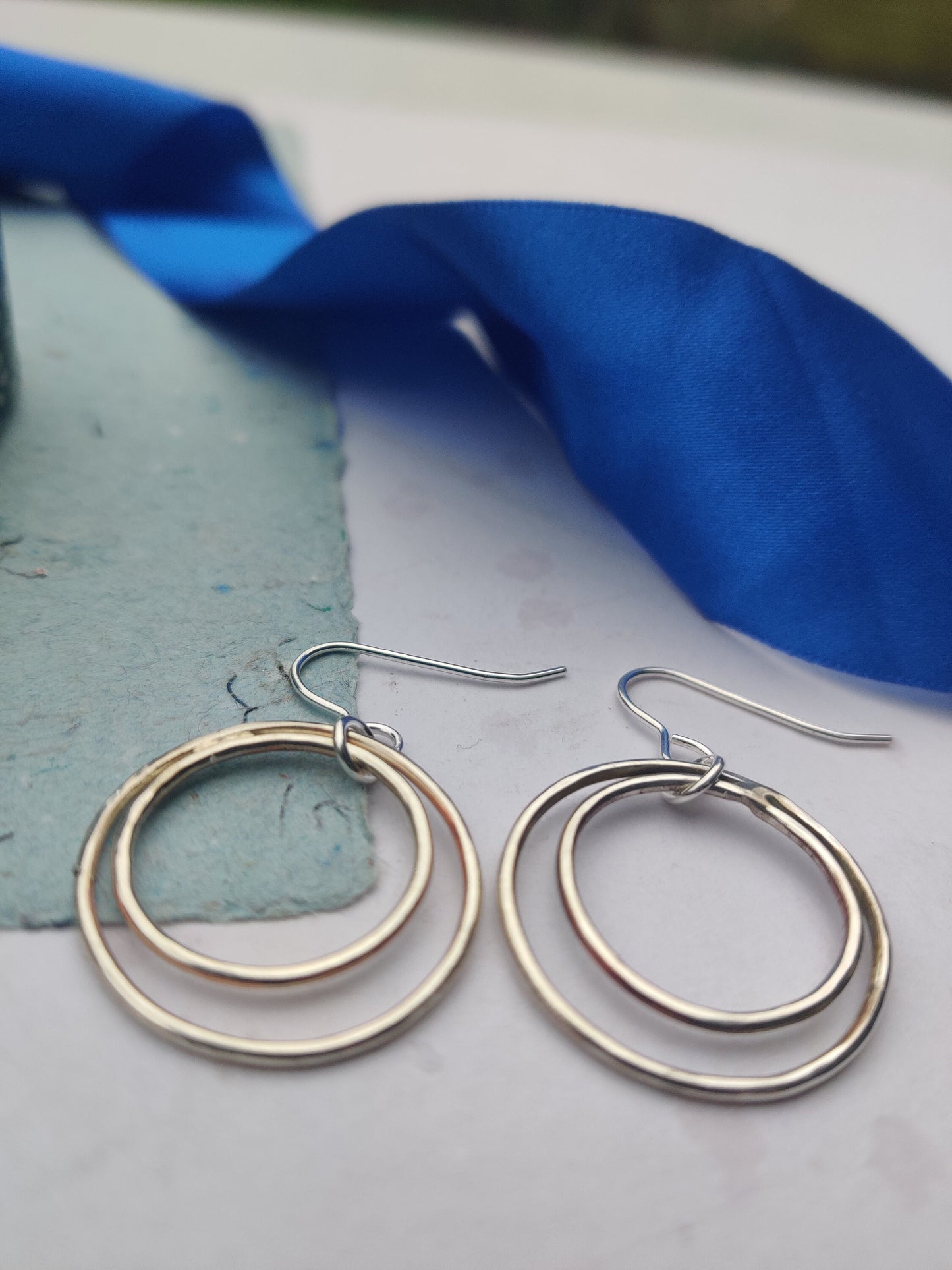 Double hoop earrings, silver earrings