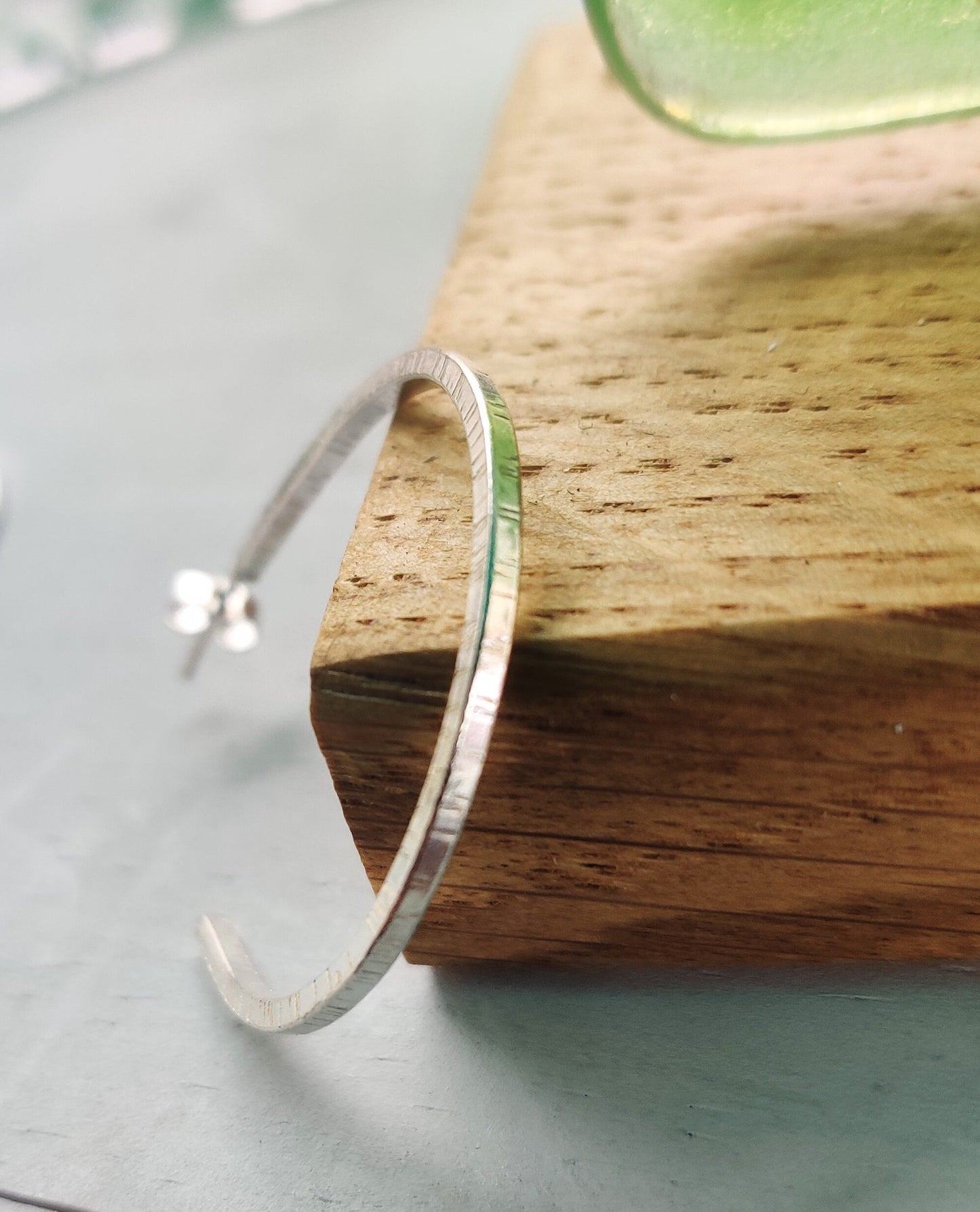 Textured hoop earrings, silver earrings
