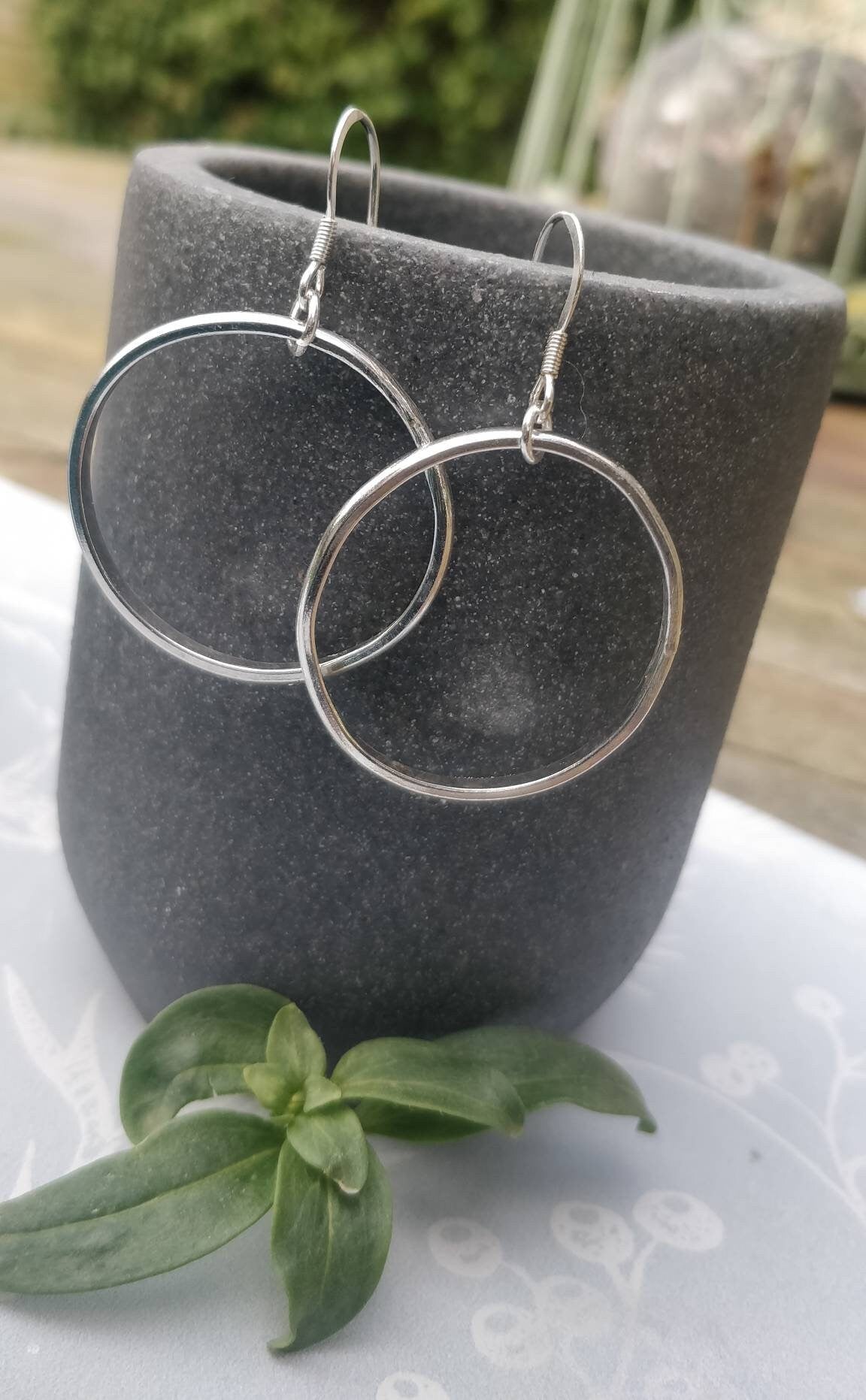 Large silver hoop, silver earrings