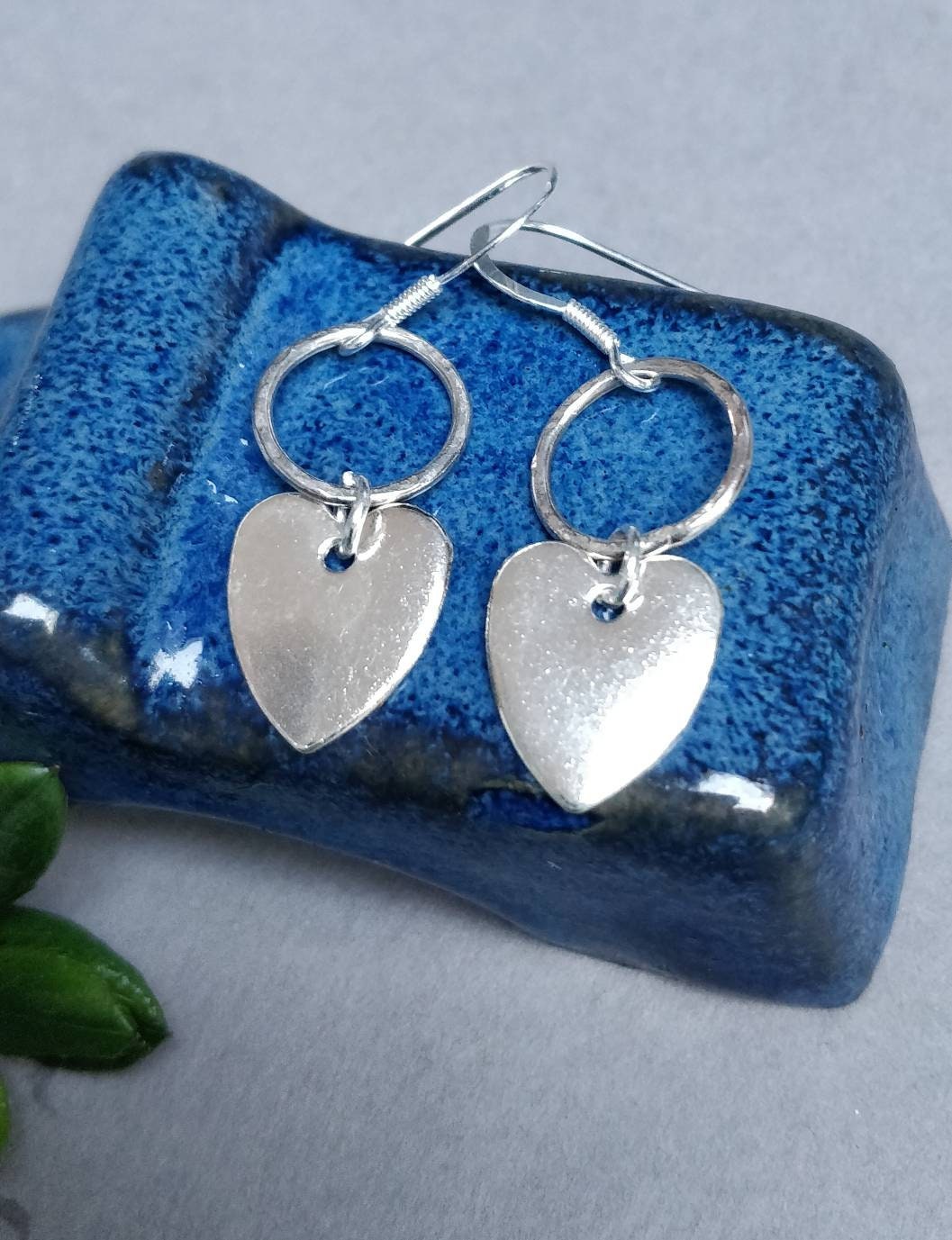 Silver Heart earrings, drop earrings