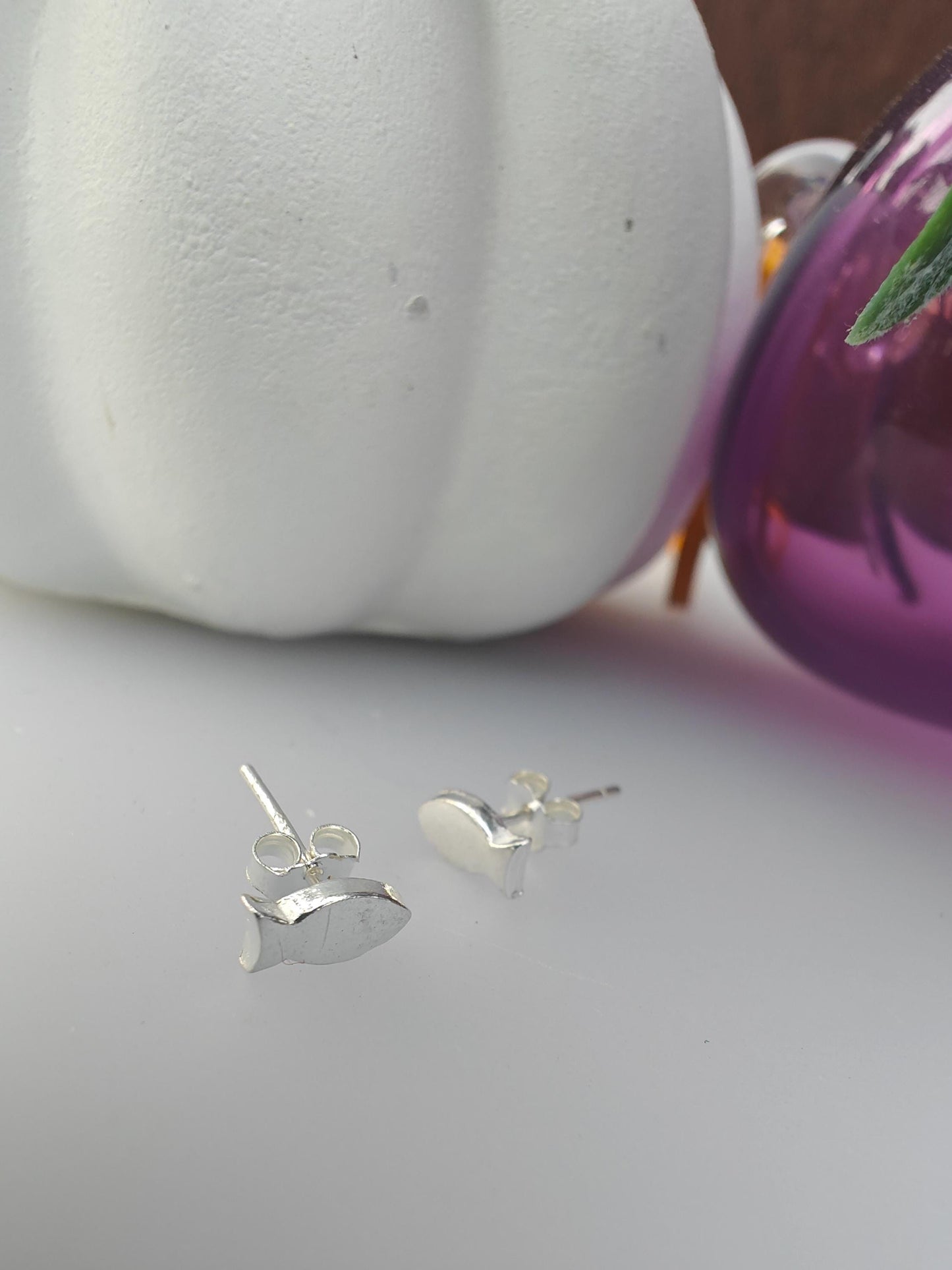Fish silver earrings-small studs