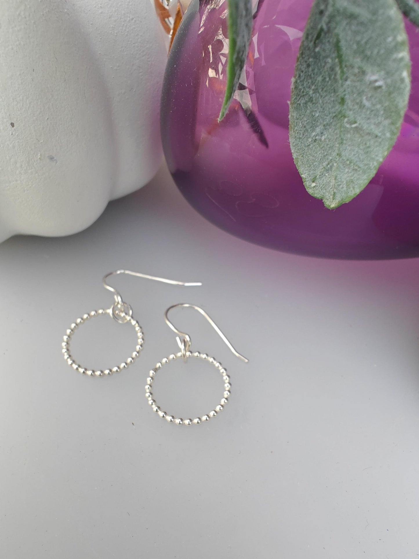 Silver beaded hoop earrings