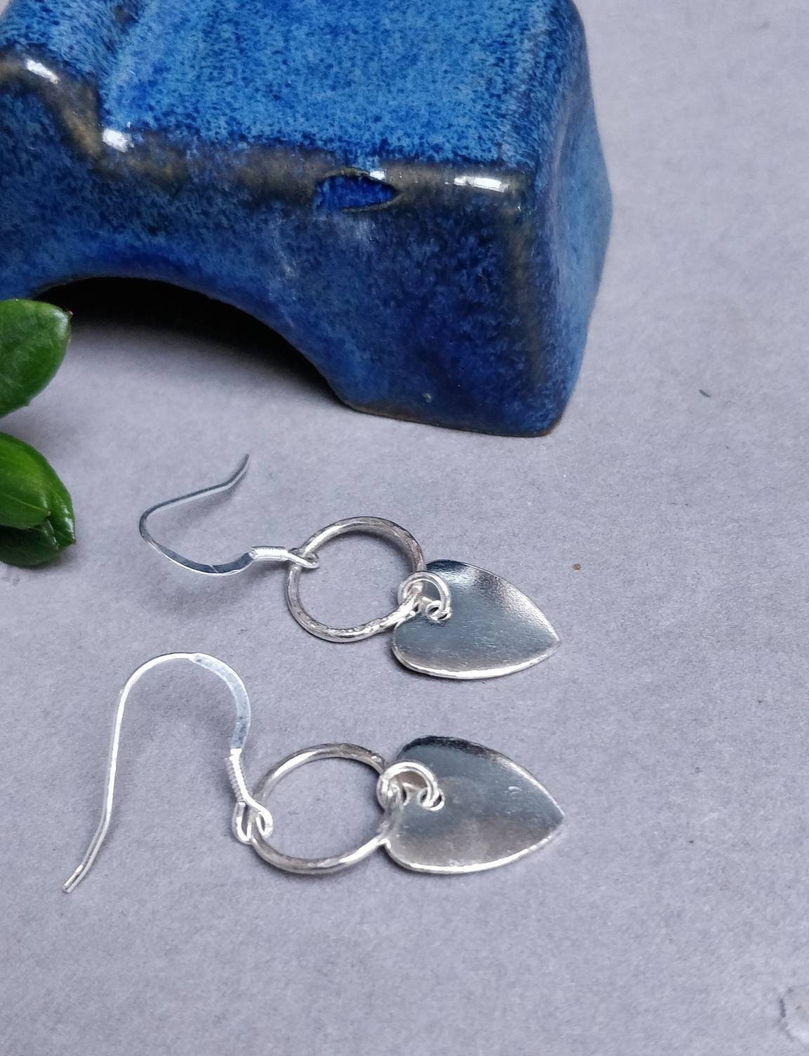 Silver Heart earrings, drop earrings