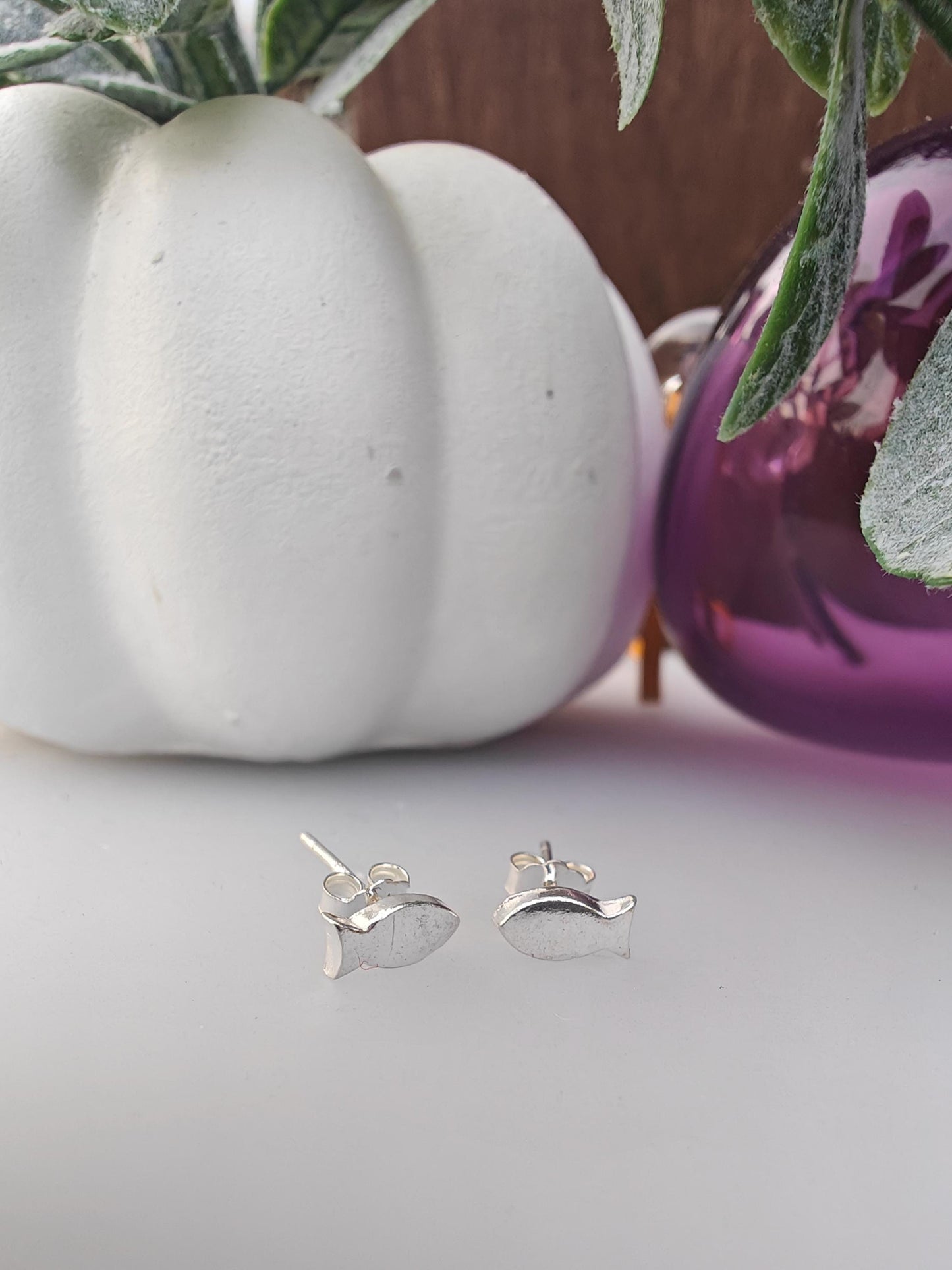 Fish silver earrings-small studs