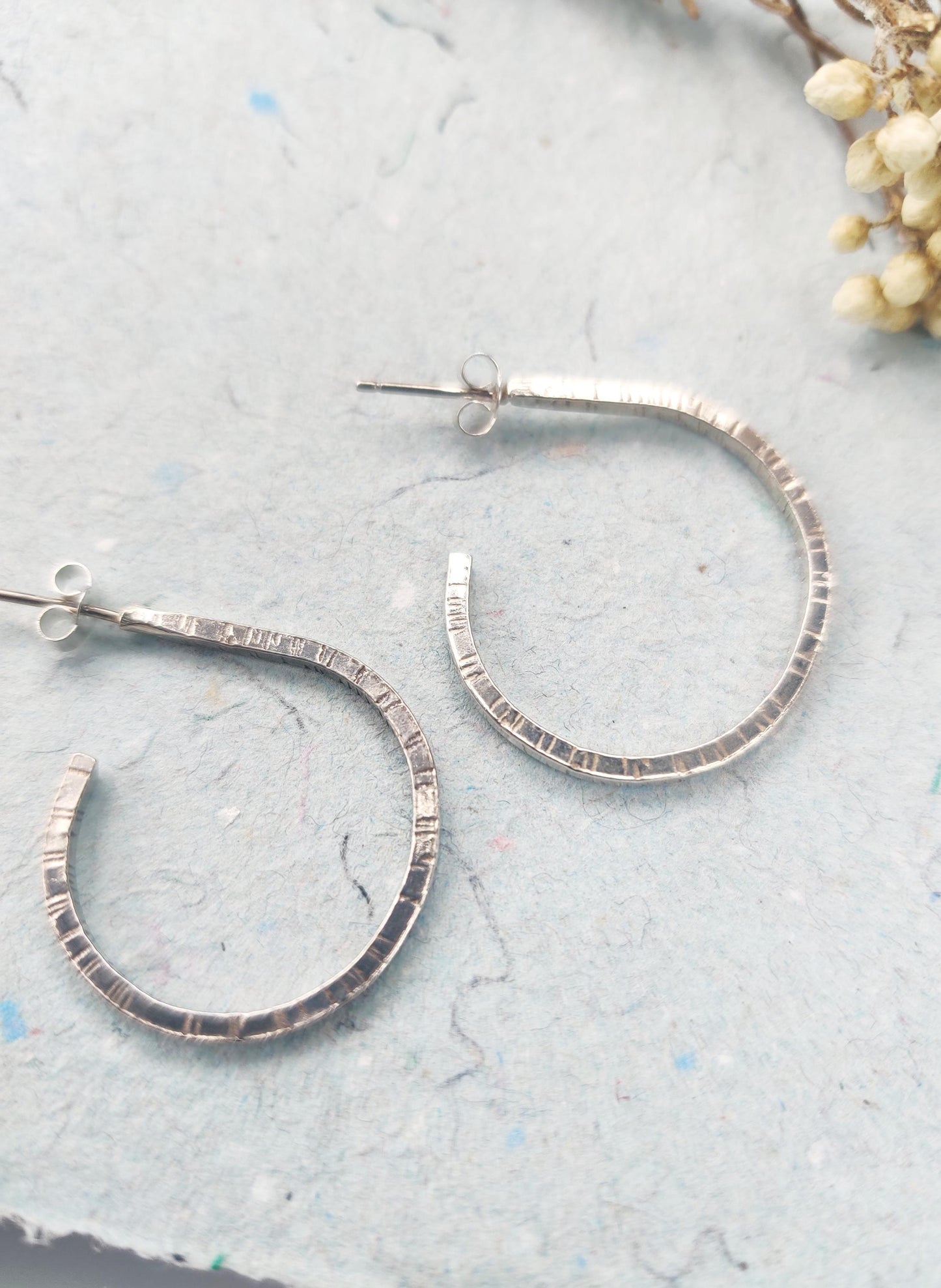 Square hoop earrings, silver earrings