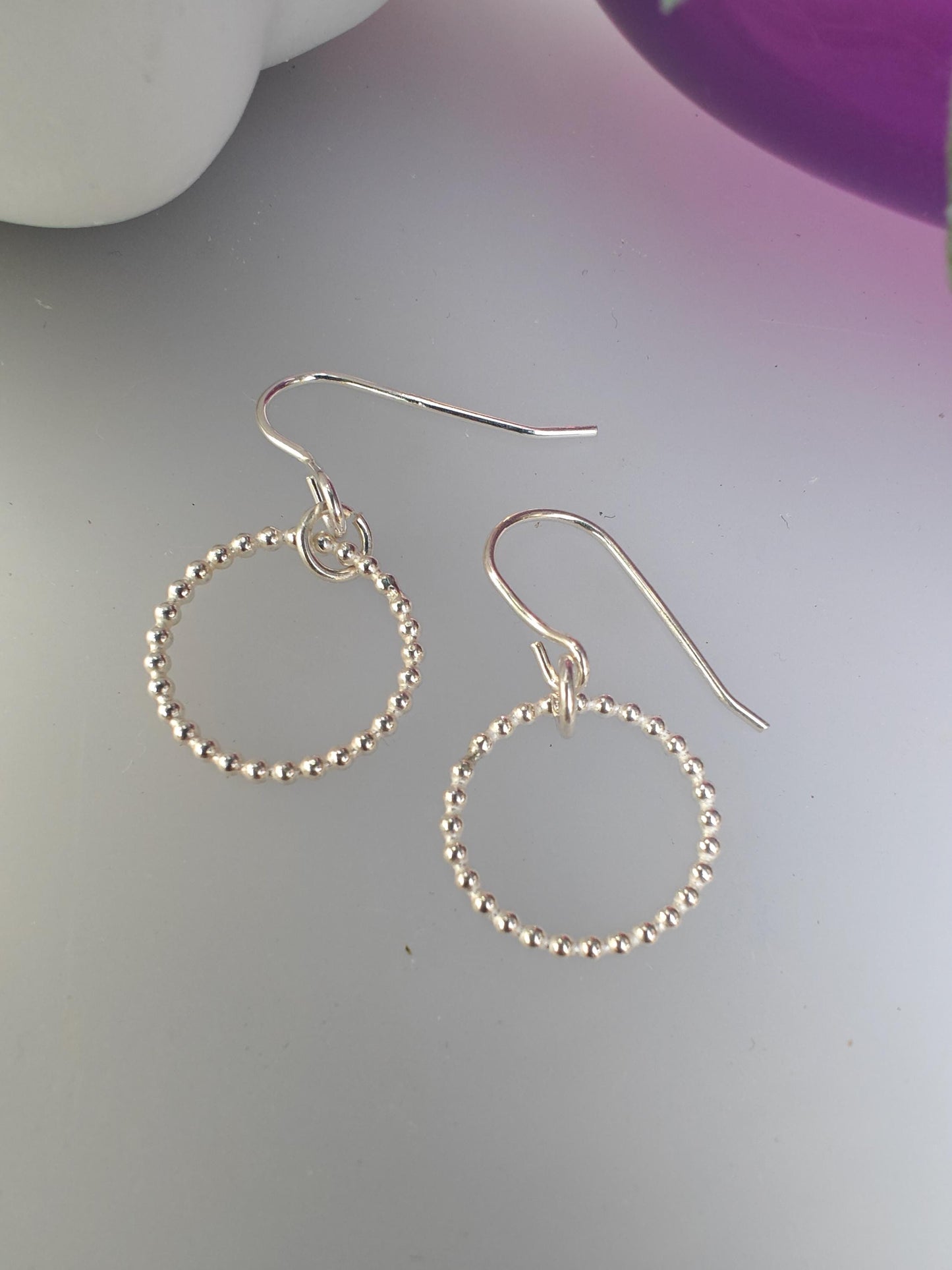 Silver beaded hoop earrings