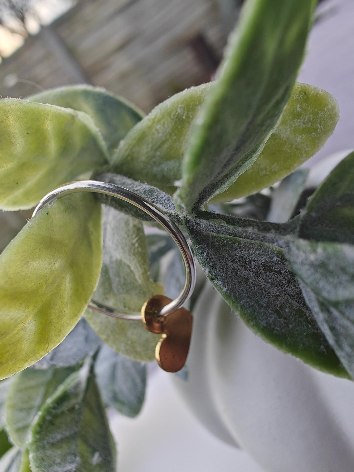 Silver hoop earrings with heart