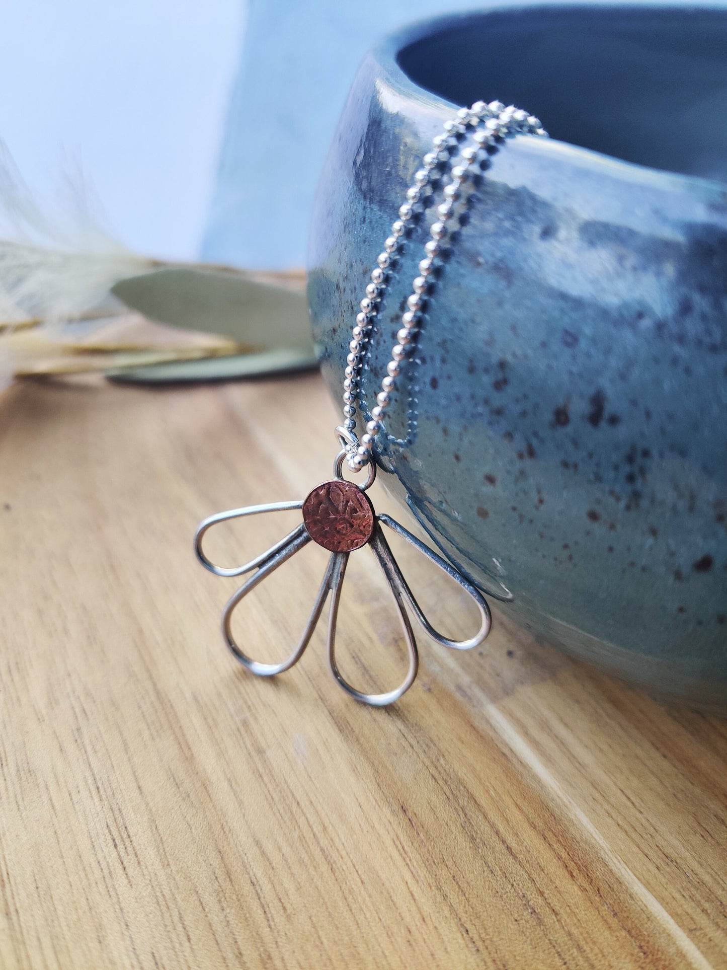 Daisy pendant, flower jewellery