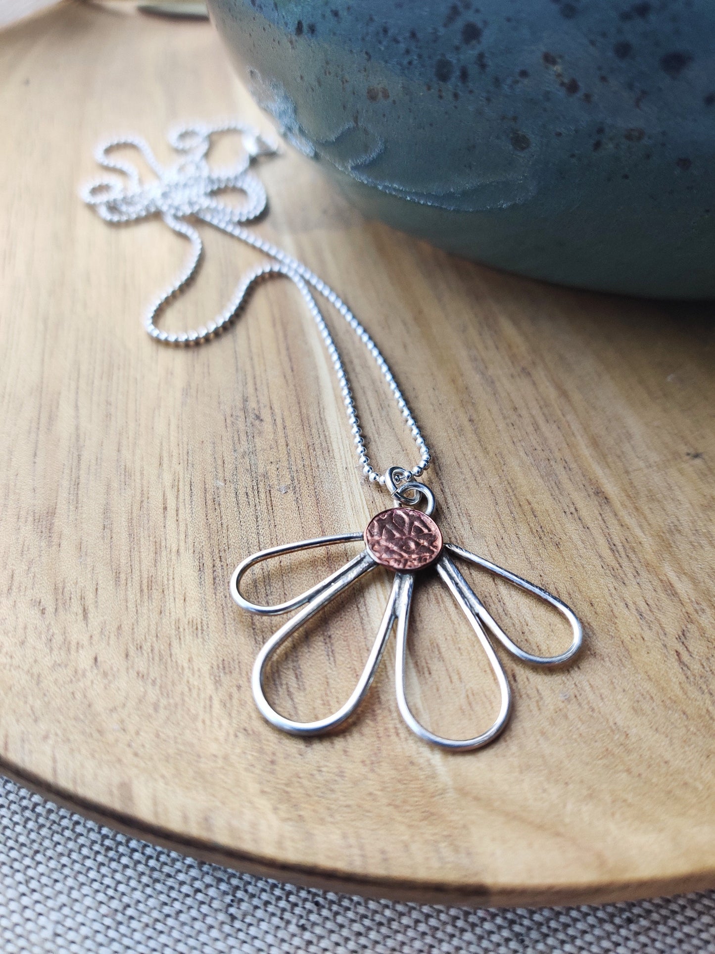 Daisy pendant, flower jewellery