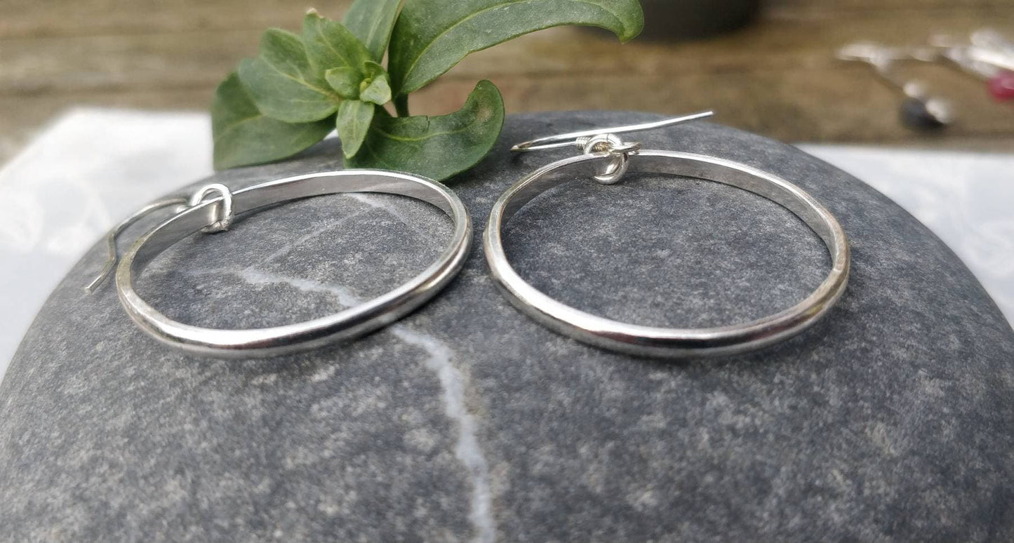 Large silver hoop, silver earrings