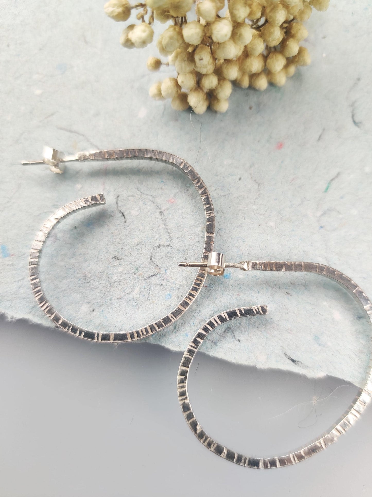 Large hoop earrings, silver earrings