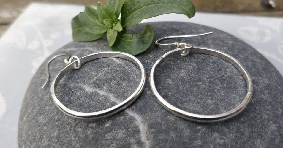 Large silver hoop, silver earrings