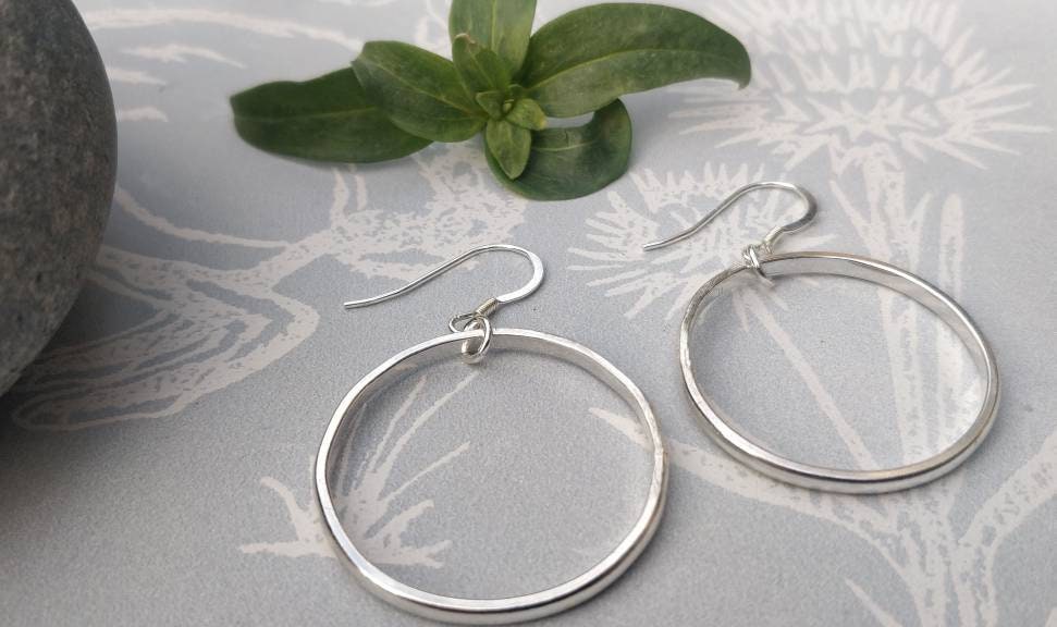 Large silver hoop, silver earrings