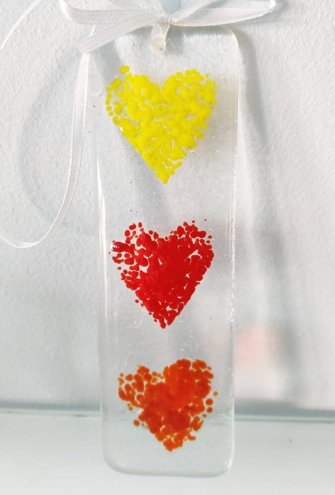 Yellow and orange heart glass