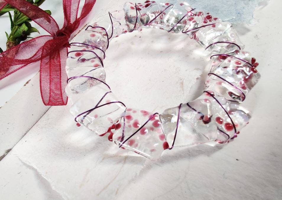 Christmas glass wreath tree decorations, pinks
