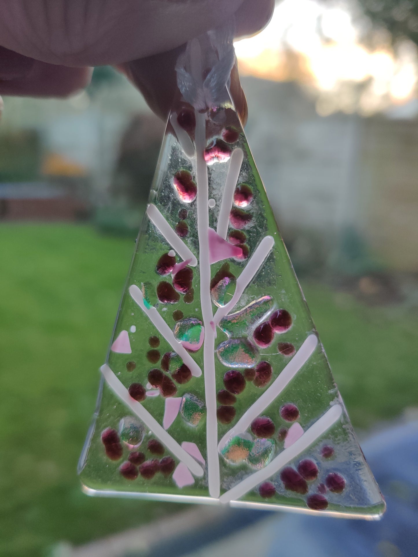 Christmas glass tree decorations, pink