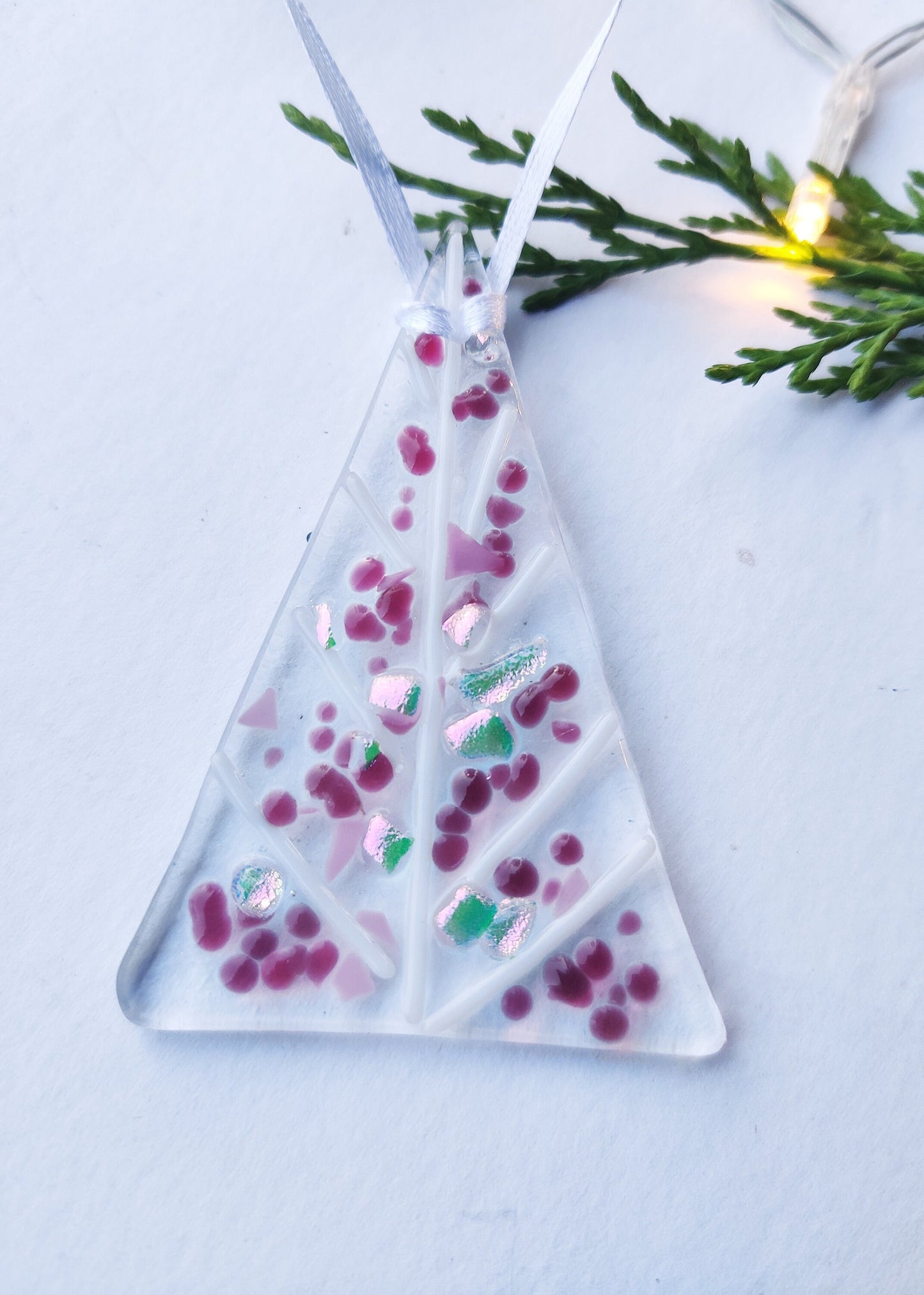 Christmas glass tree decorations, pink
