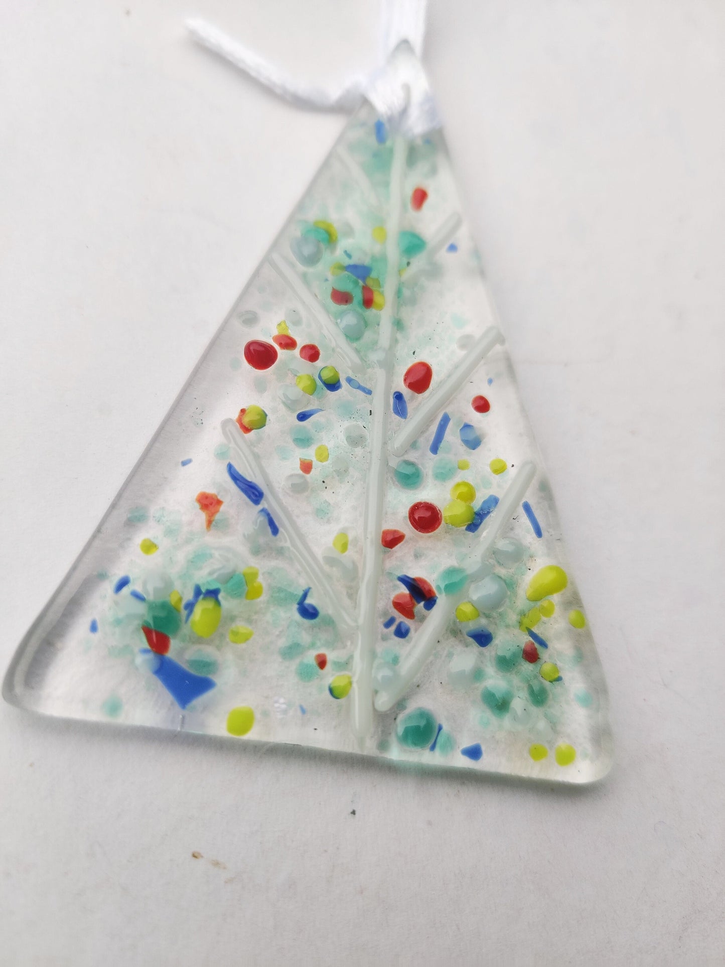Christmas glass tree decorations, confetti mix