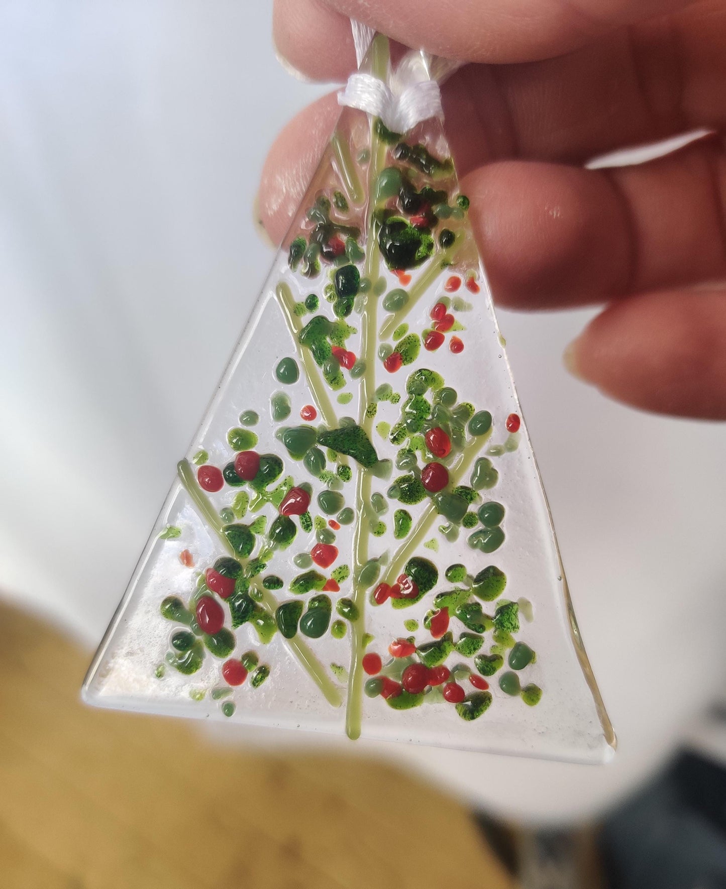 Christmas glass tree decorations, green