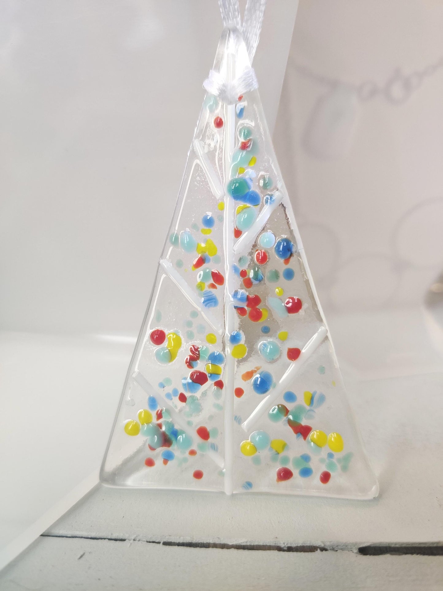 Christmas glass tree decorations, confetti mix