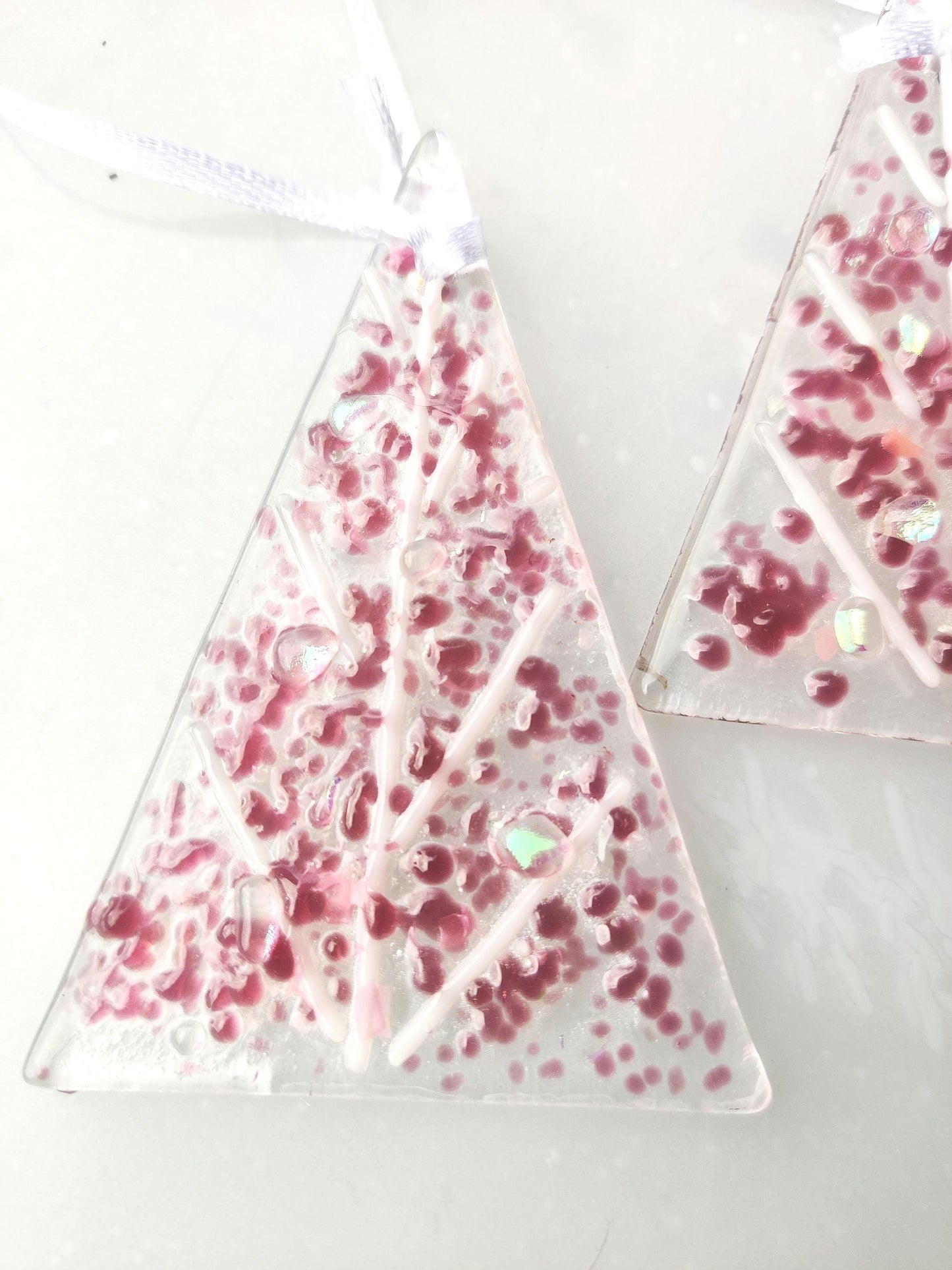 Christmas glass tree decorations, pink