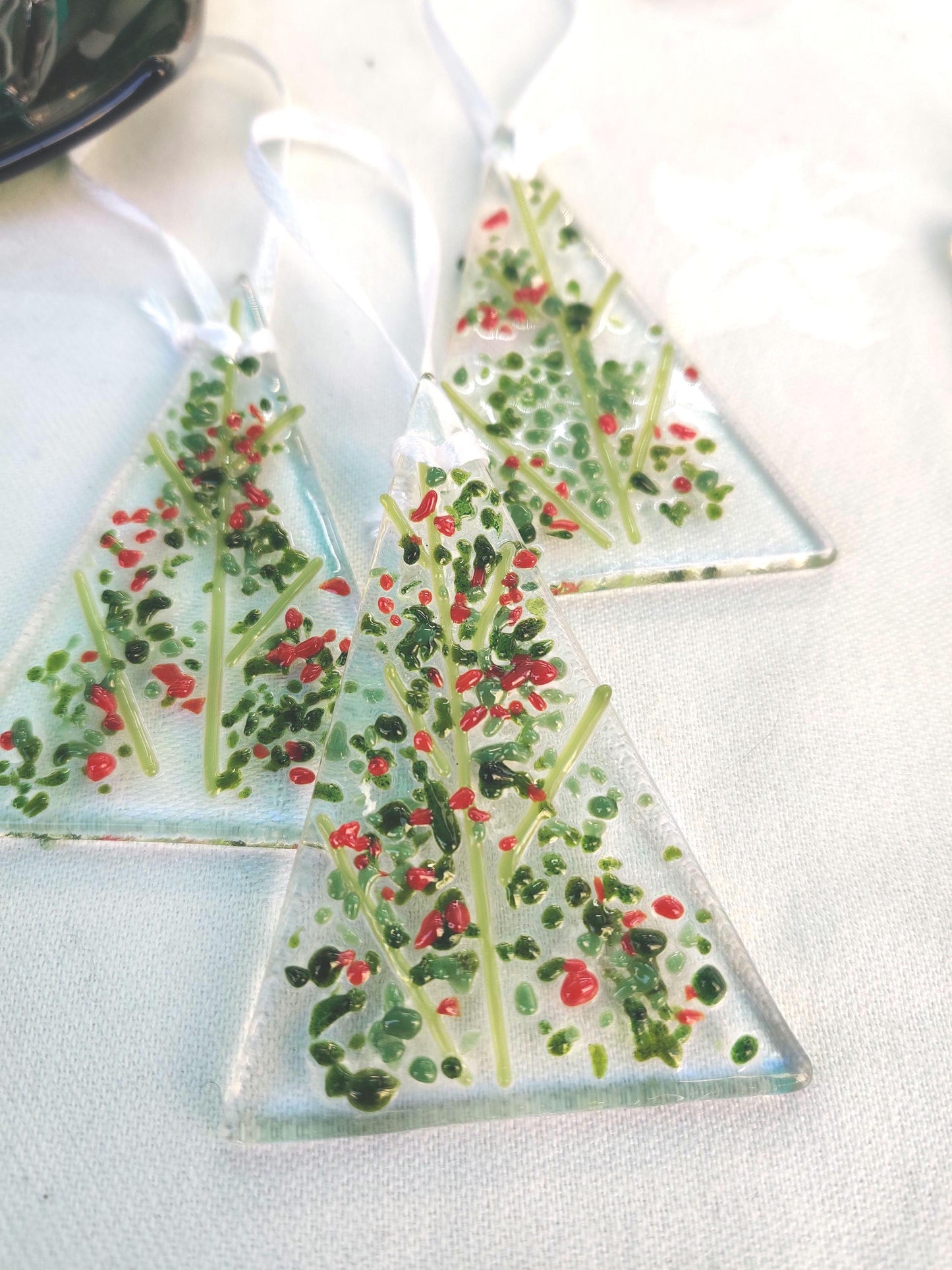 Christmas glass tree decorations, green