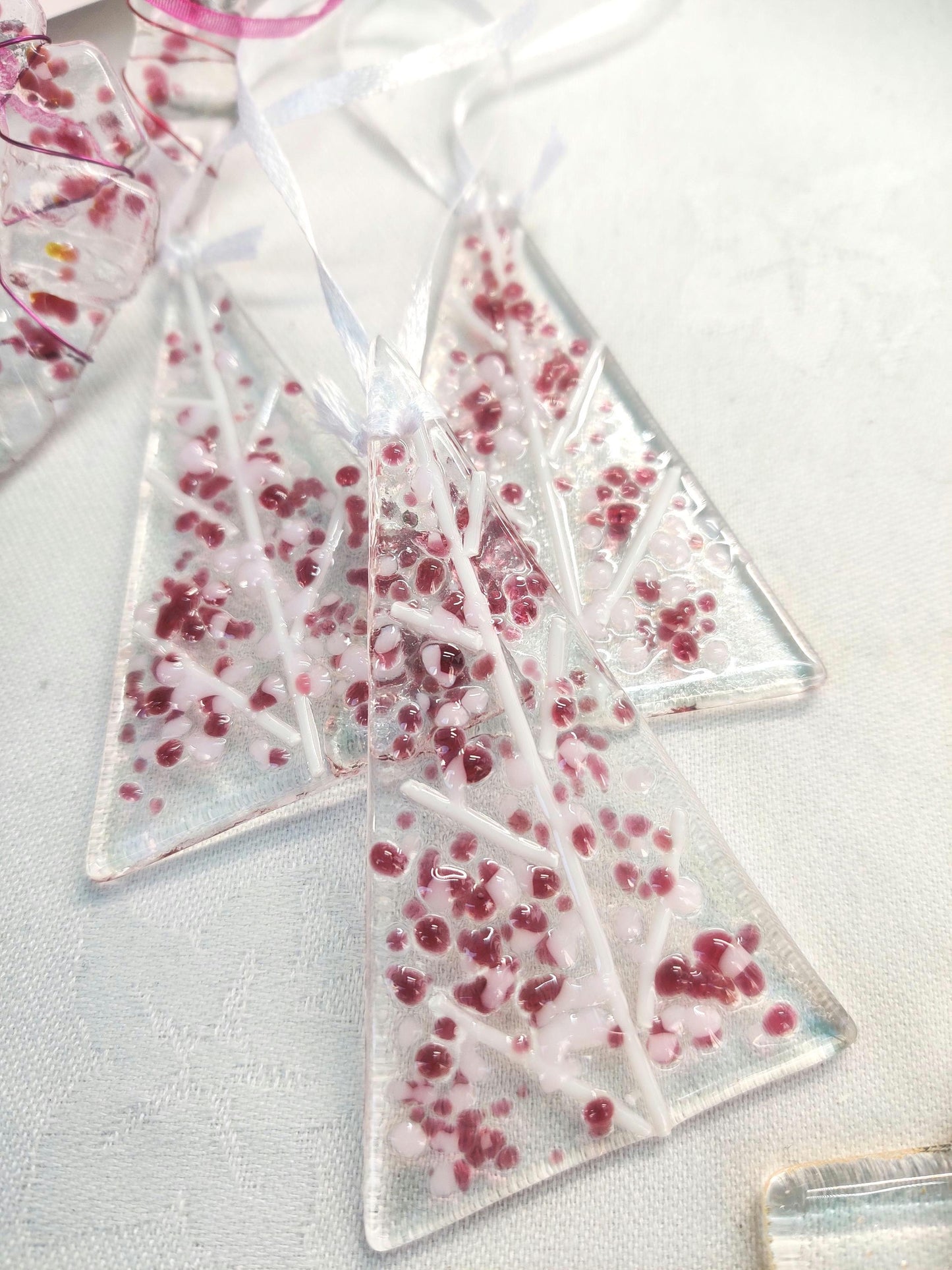 Christmas glass tree decorations, pink