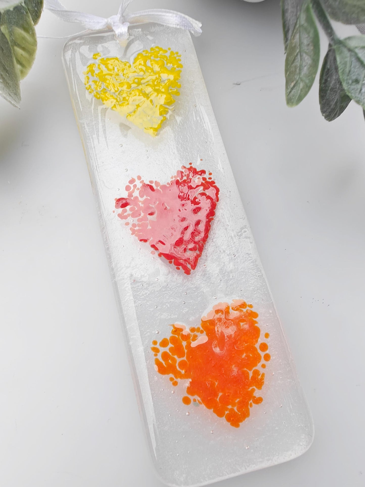 Yellow and orange heart glass