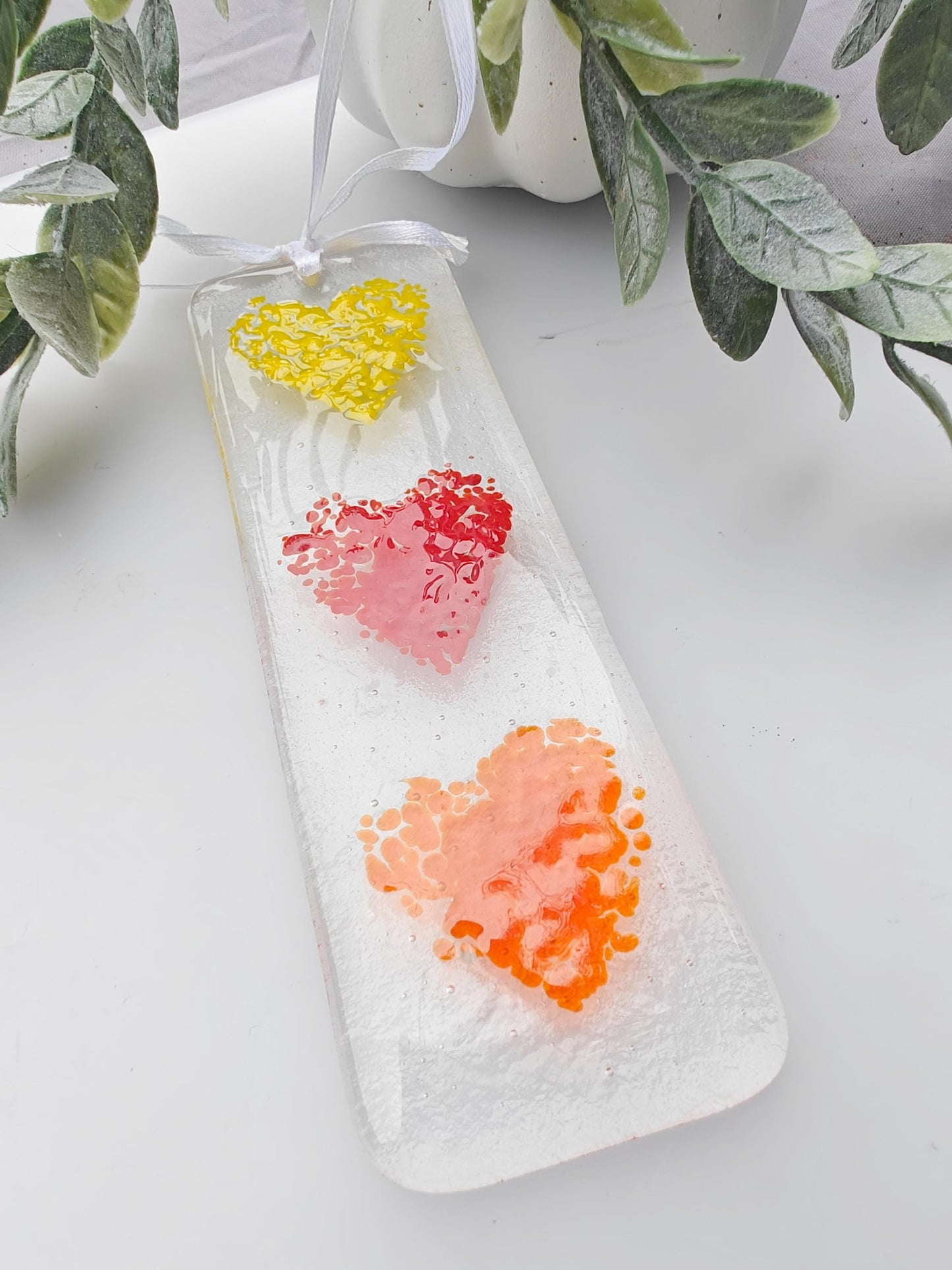 Yellow and orange heart glass