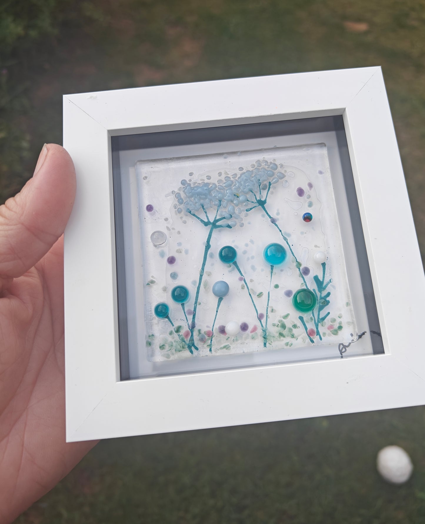 Flower meadow pictures, teal