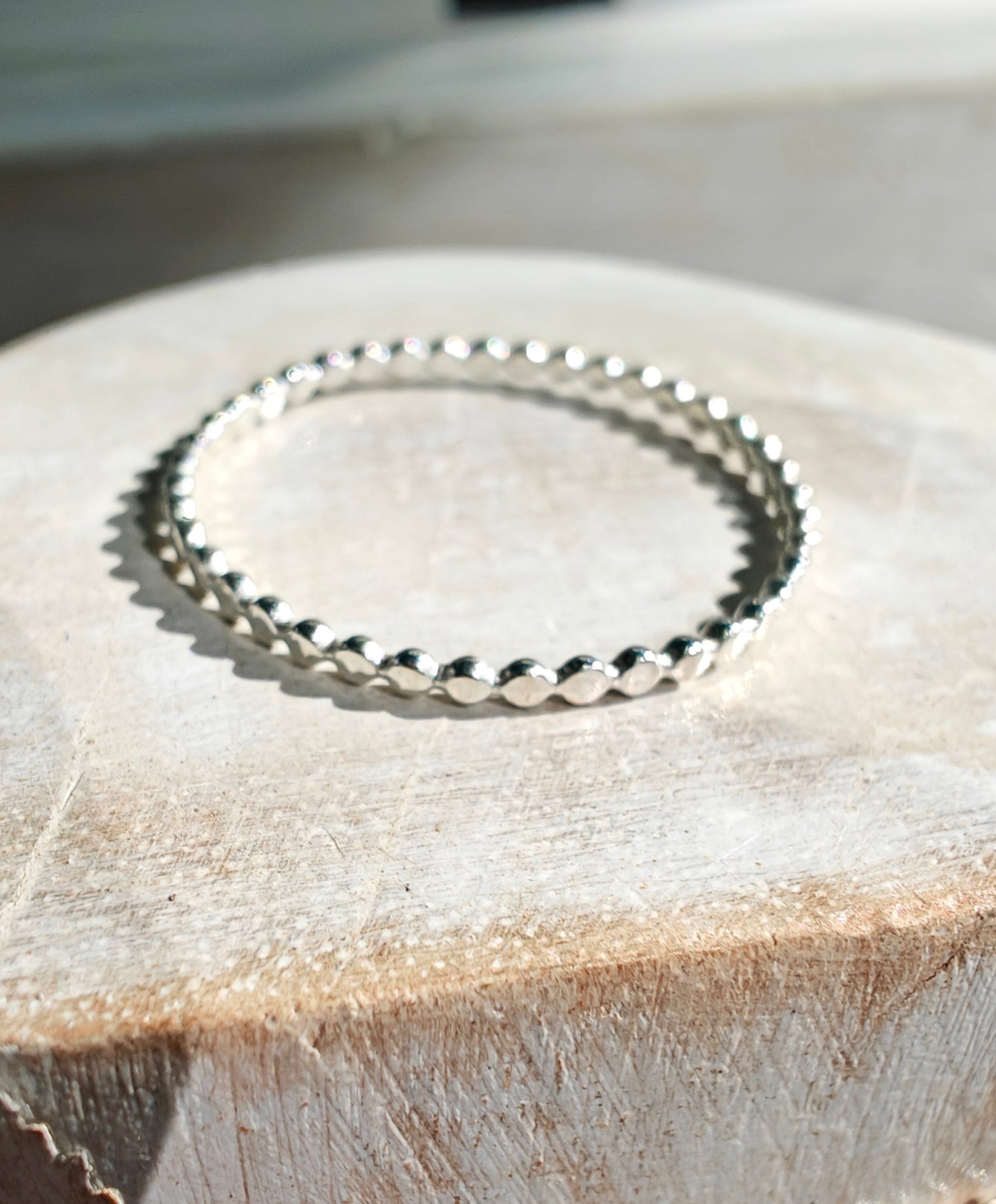 Silver beaded ring, stacking rings