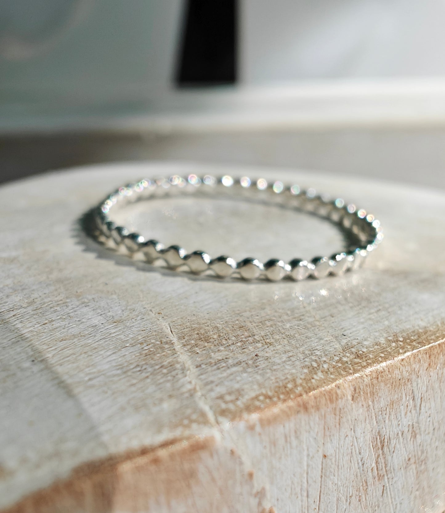 Silver beaded ring, stacking rings