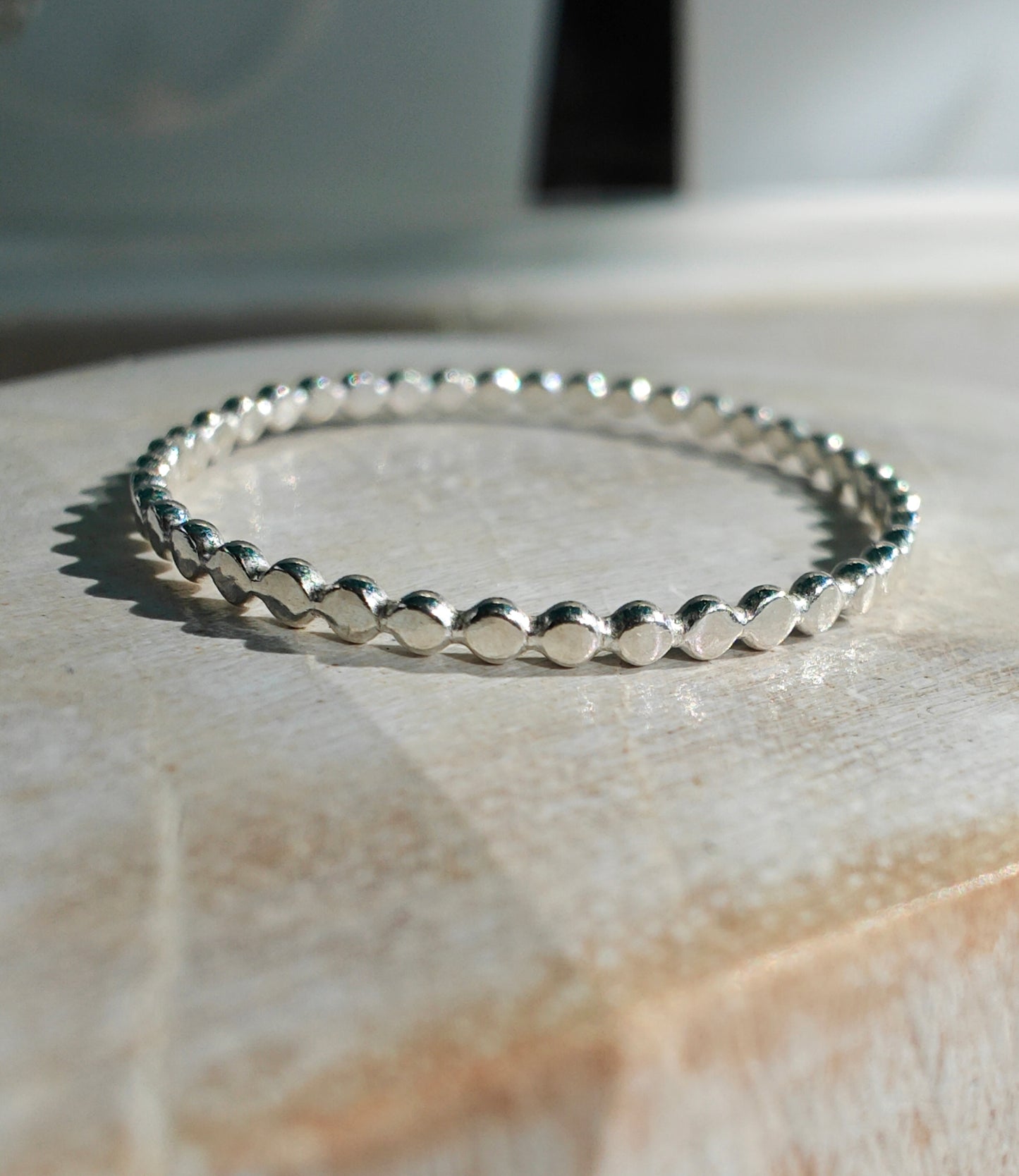 Silver beaded ring, stacking rings