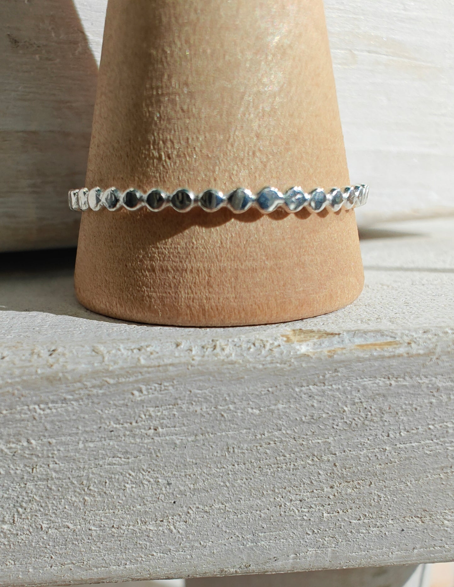 Silver beaded ring, stacking rings