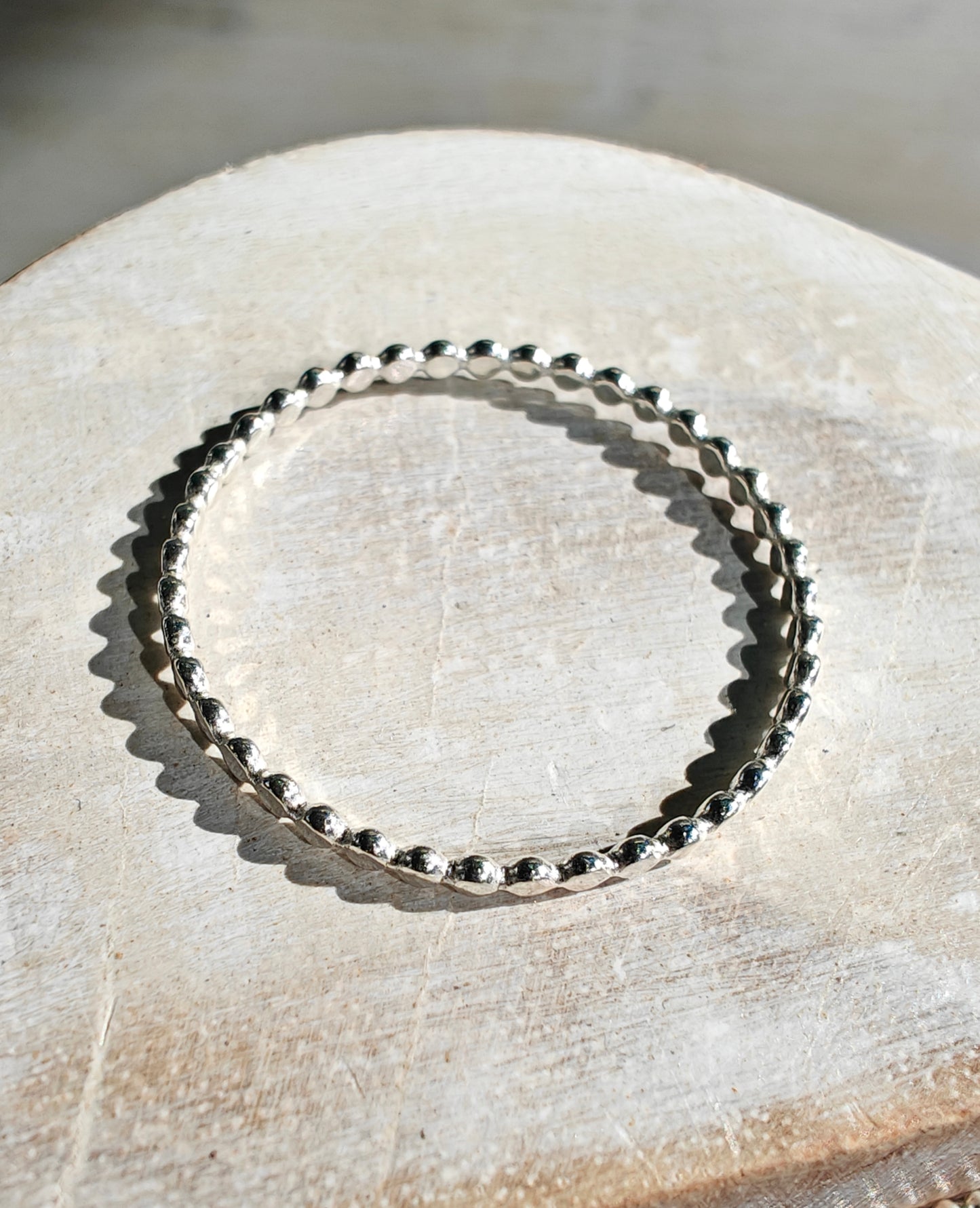 Silver beaded ring, stacking rings
