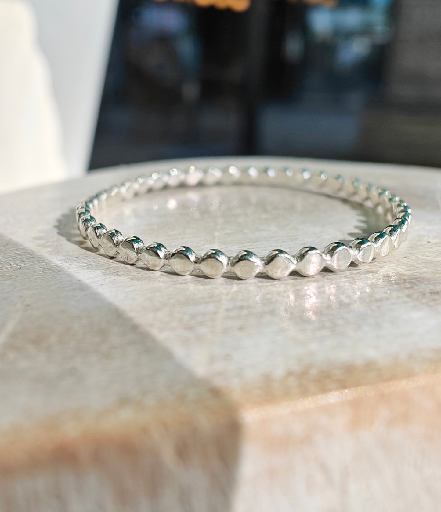 Silver beaded ring, stacking rings