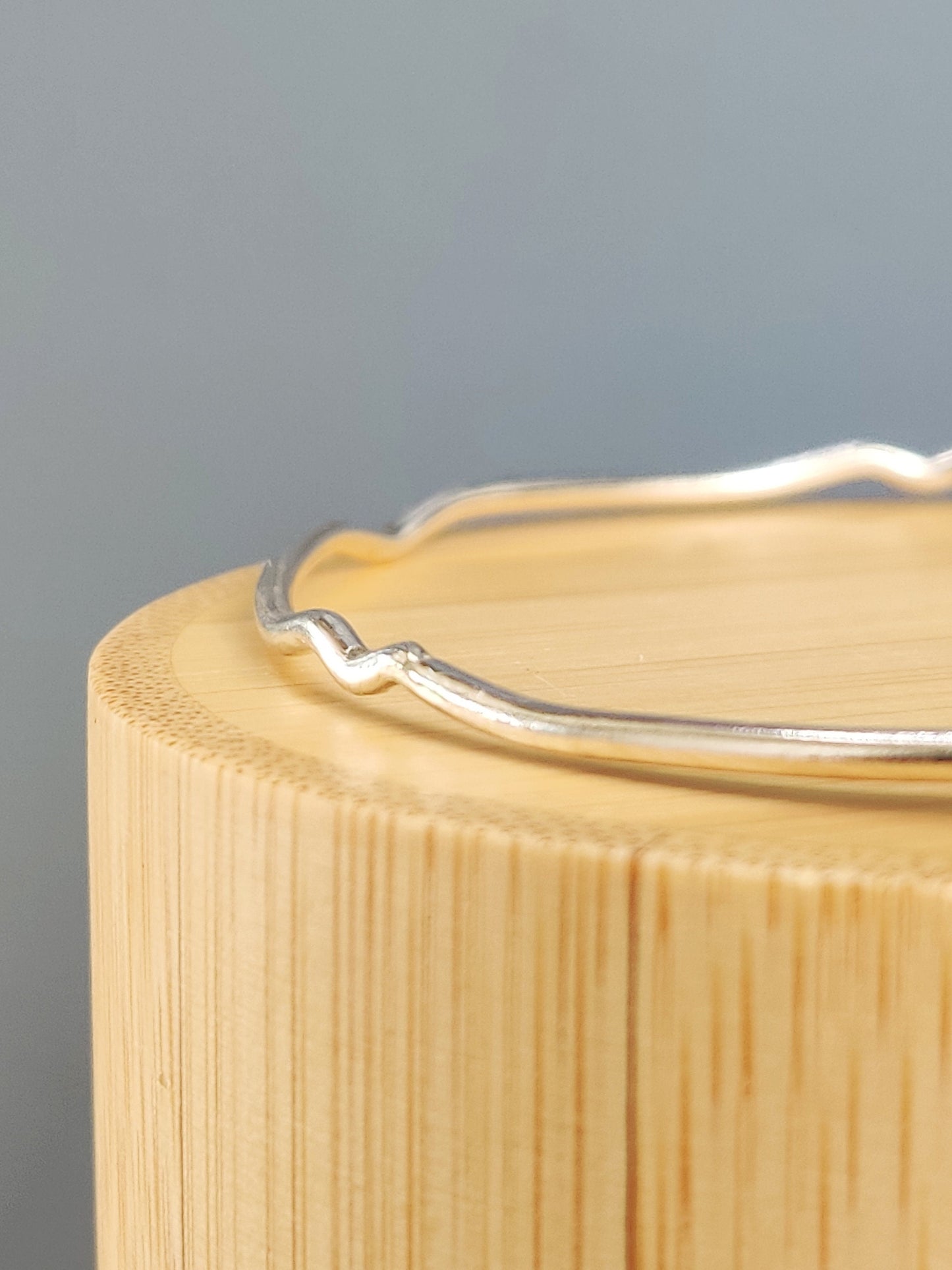 Bangles, wave silver bangle, stacking bangles