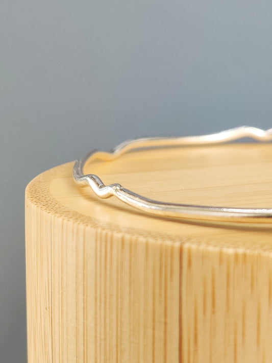 Bangles, wave silver bangle, stacking bangles