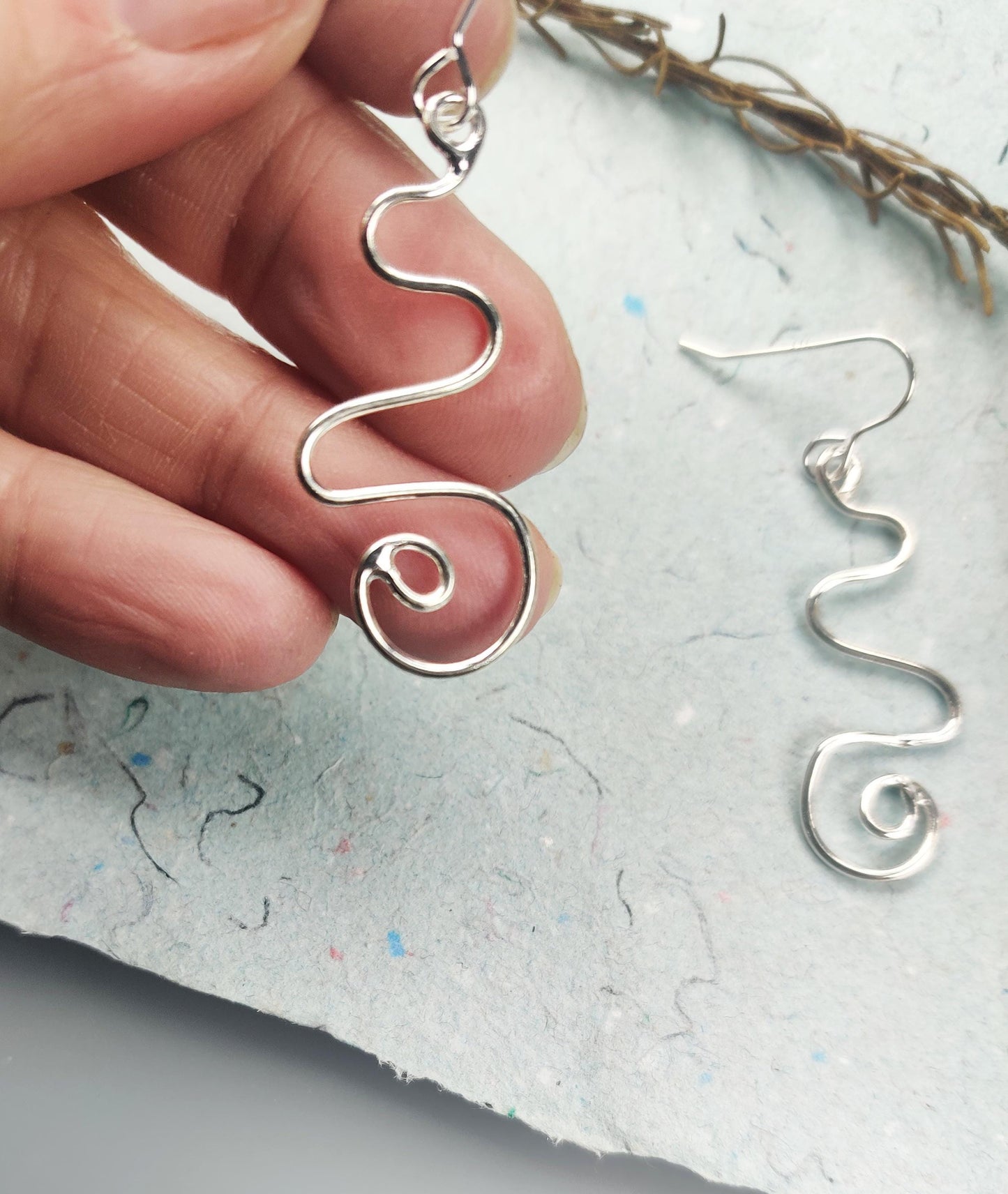 Wiggles earrings, silver earrings