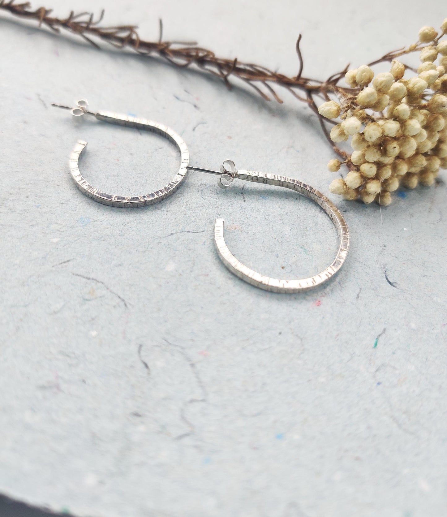 Square hoop earrings, silver earrings