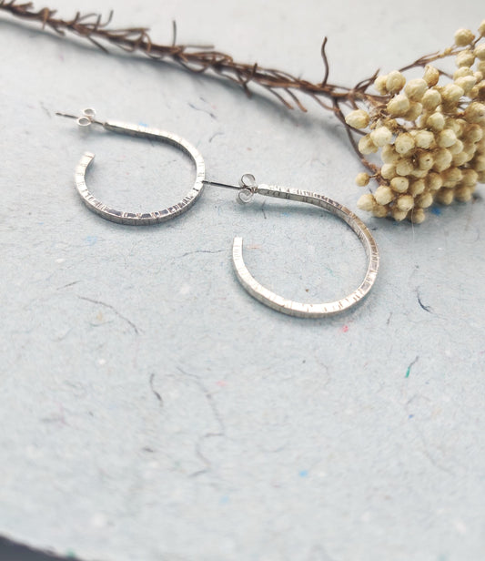 Square hoop earrings, silver earrings