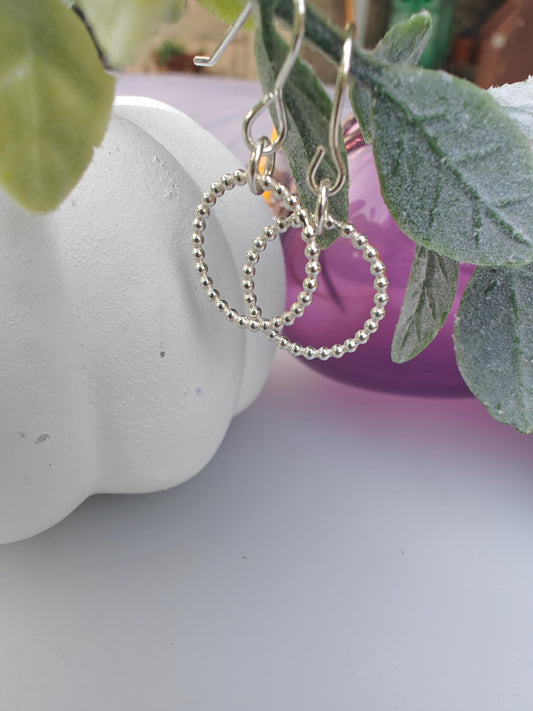 Silver beaded hoop earrings