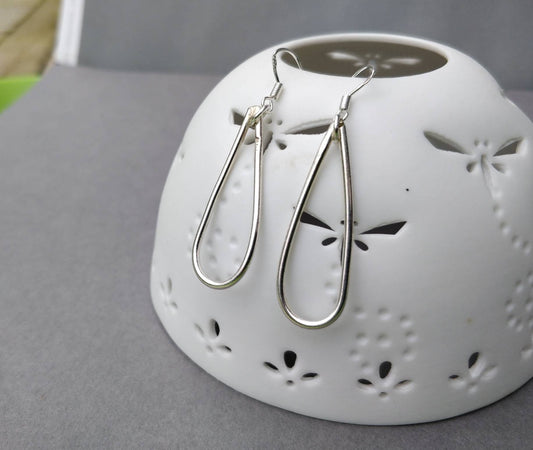 Silver teardrop, drop earrings
