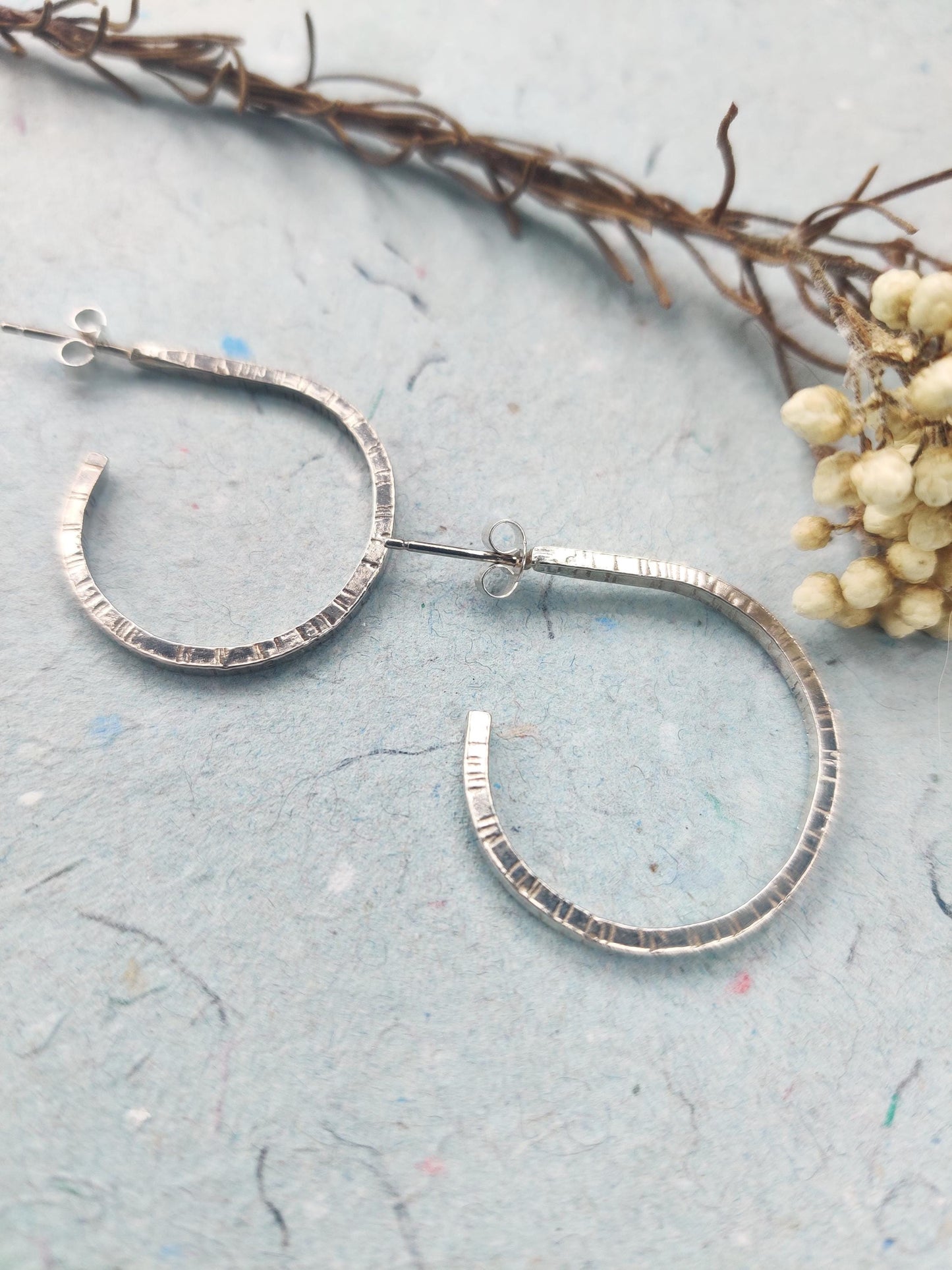 Square hoop earrings, silver earrings