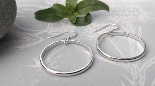 Large silver hoop, silver earrings
