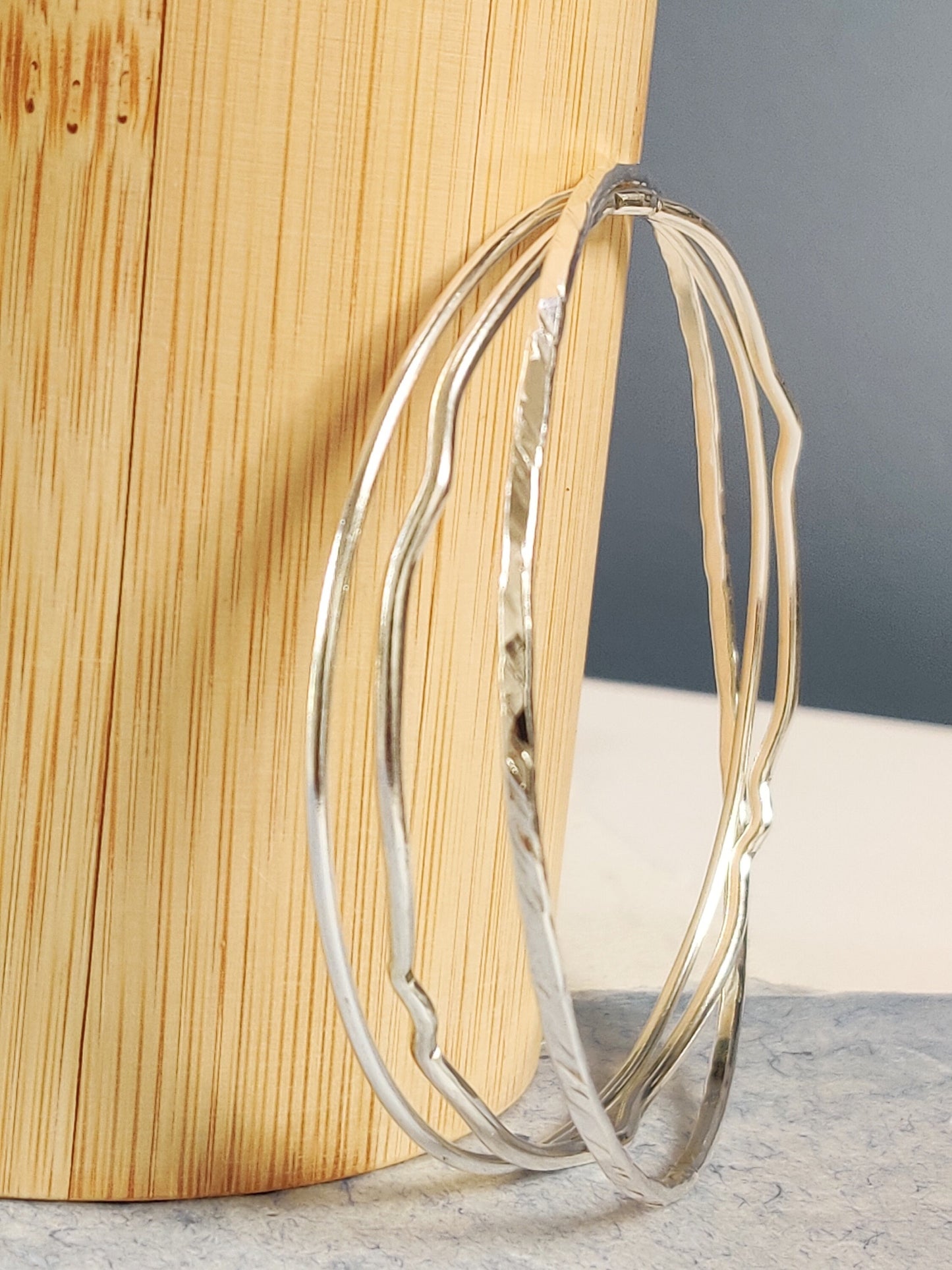Bangles, wave silver bangle, stacking bangles