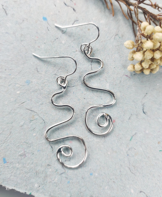 Wiggles earrings, silver earrings