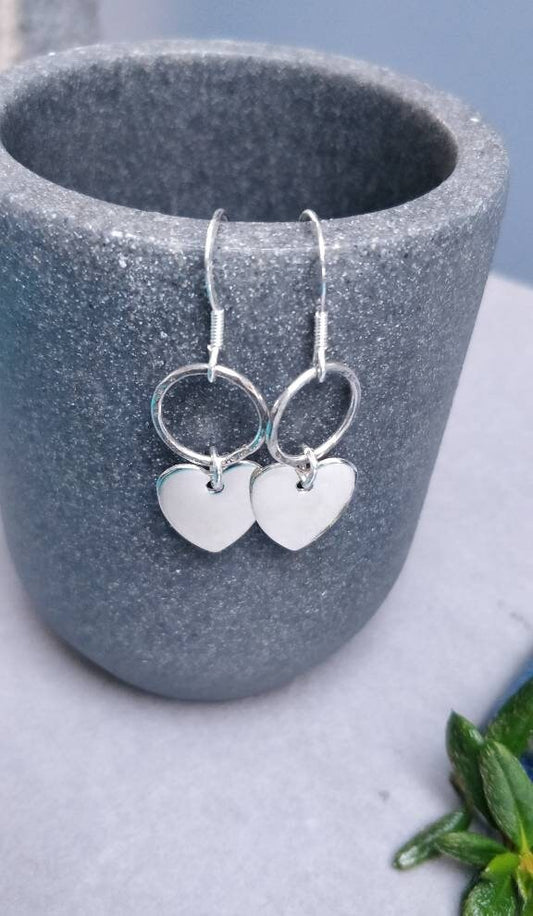 Silver Heart earrings, drop earrings